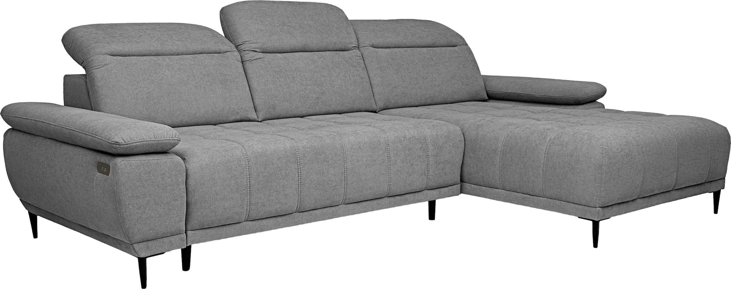 WERK2 Ecksofa »Focus-S elektr. Sitztiefenverstellung, verst. Kopfteile, bodenfrei« Luxus-Microfaser weich, L-Form, XXL, elektrische Sitztiefenverstellung