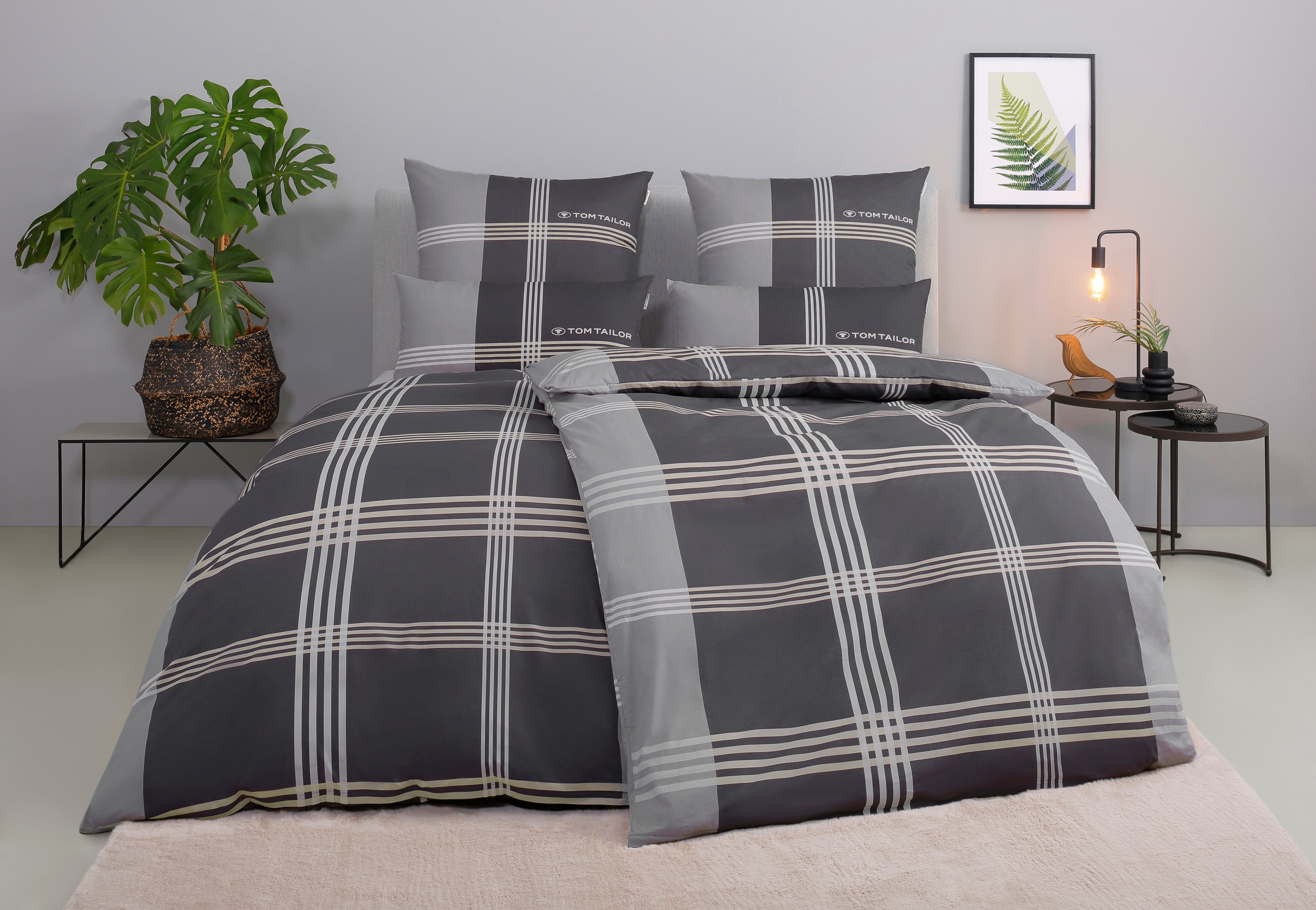 TOM TAILOR HOME Bettwäsche "Ole" 2 Stk. karierte Bettwäsche aus Baumwolle, mit Reißverschluss