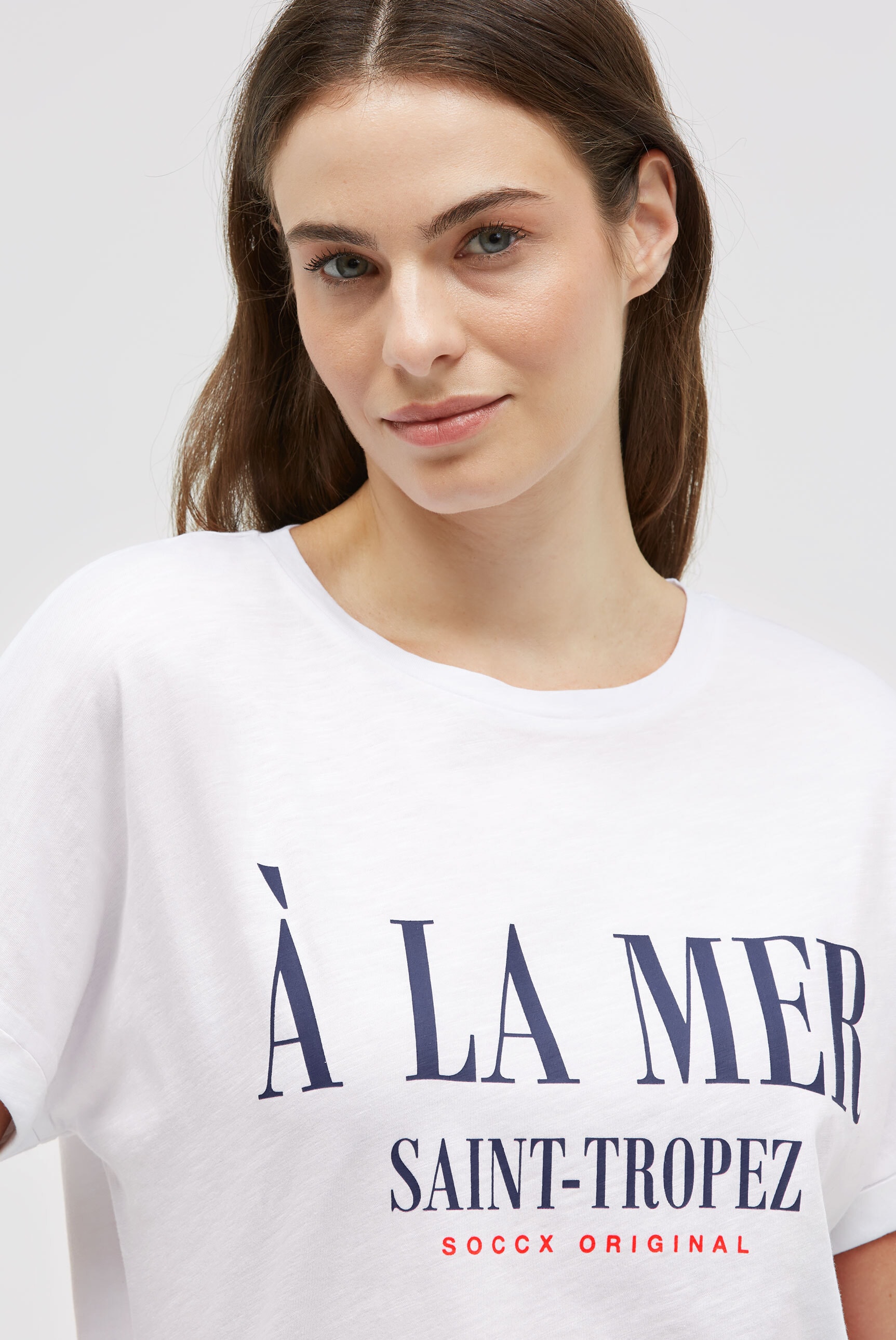 SOCCX Rundhalsshirt mit Turn-Up-Ärmel