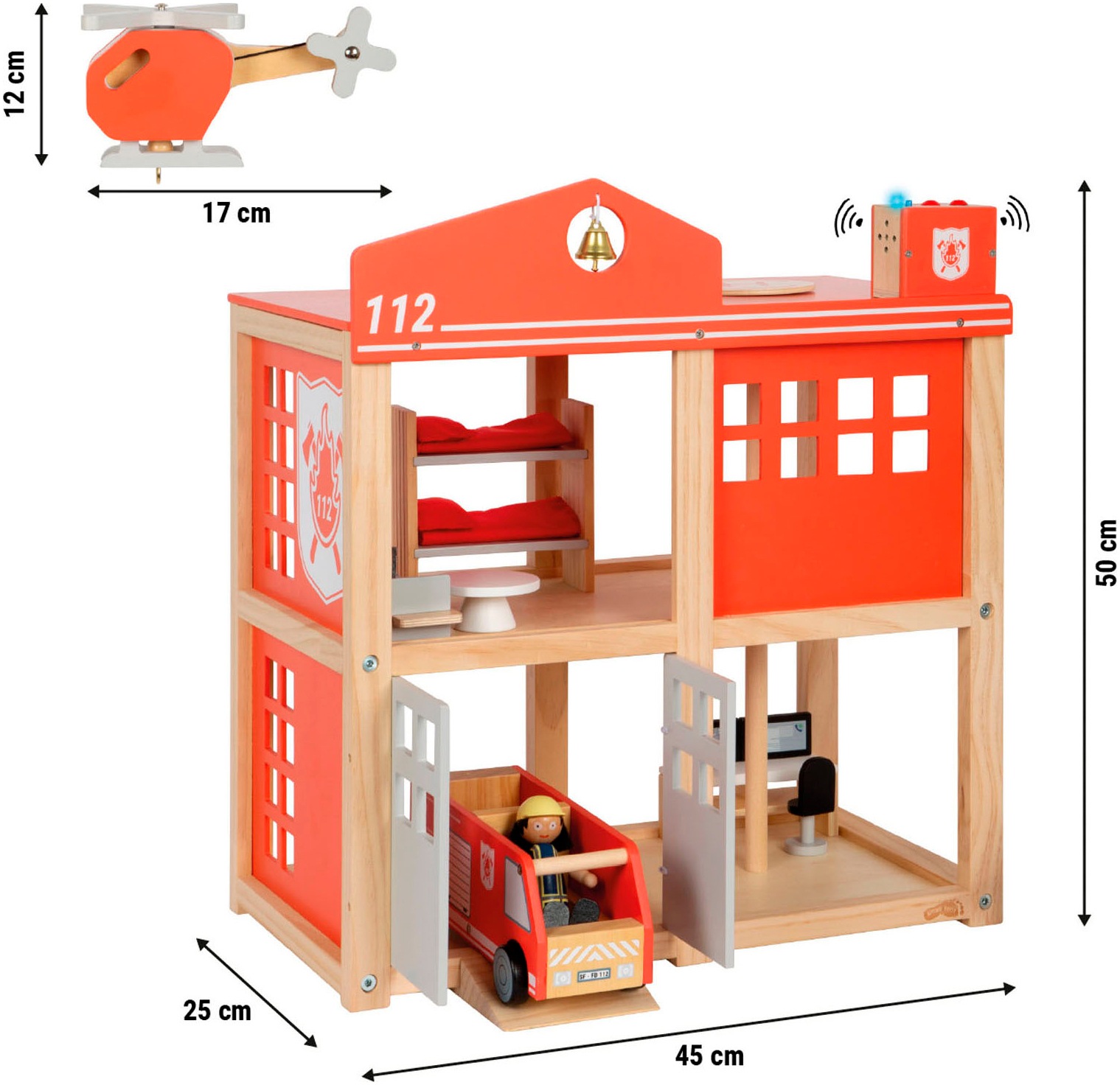 Small Foot Spielwelt »Große Feuerwache mit Zubehör« batteriebetriebenes Sound- & Lichtmodul für realistische Einsätze