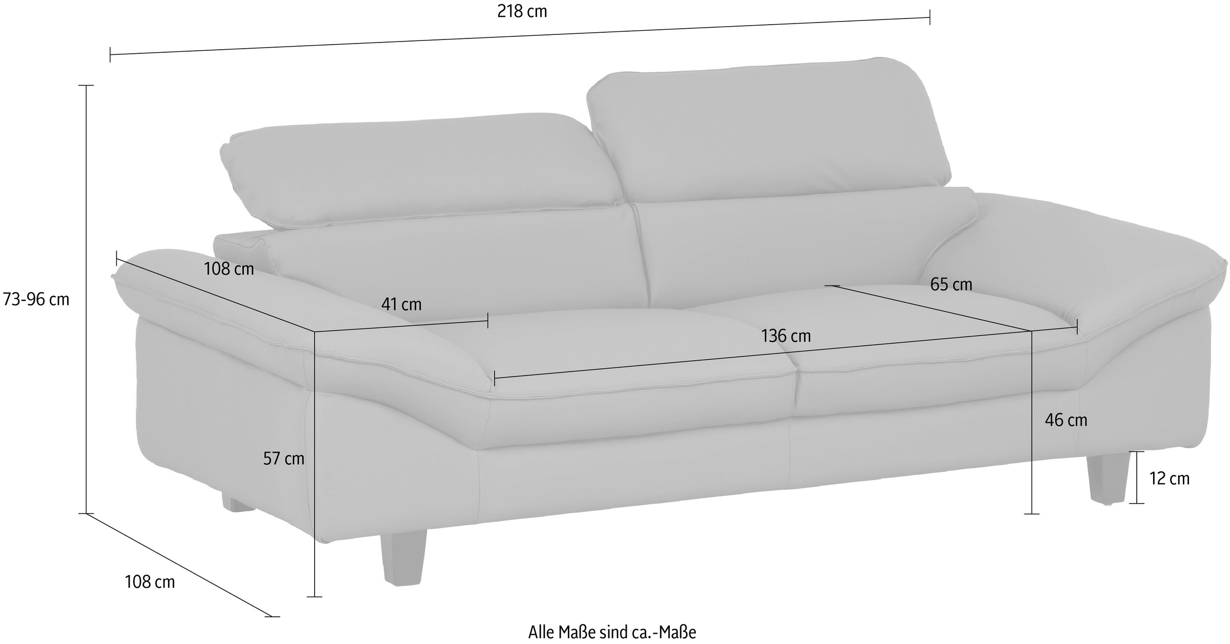 Home affaire 3-Sitzer »Pilot«, Big-Sofa mit Kopfteilverstellung