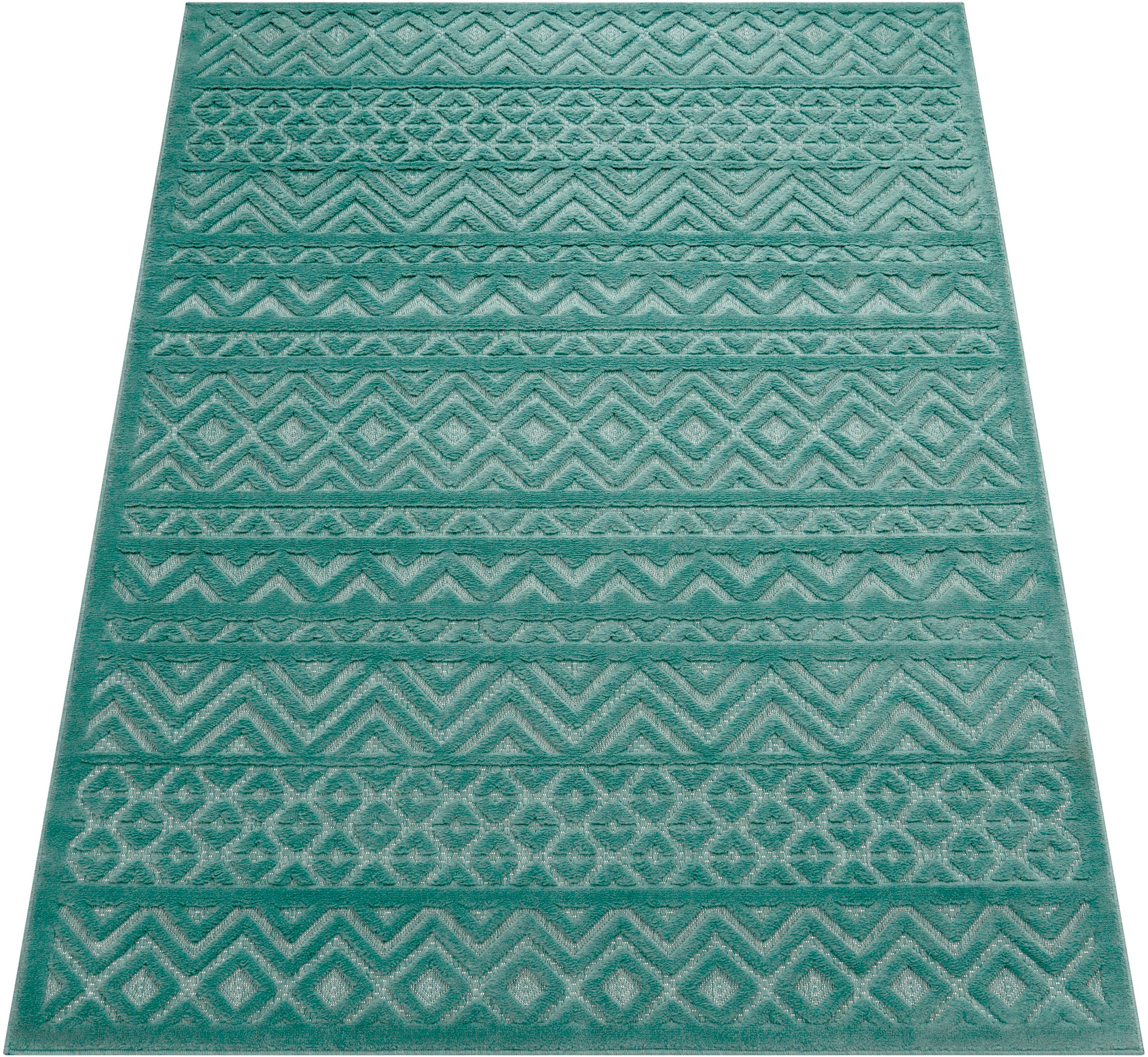 | BAUR Paco Rauten rechteckig, Muster, Outdoor geeignet auf Teppich »Livorno Uni-Farben, 673«, Home Effekt, Rechnung Hoch-Tief Scandi,