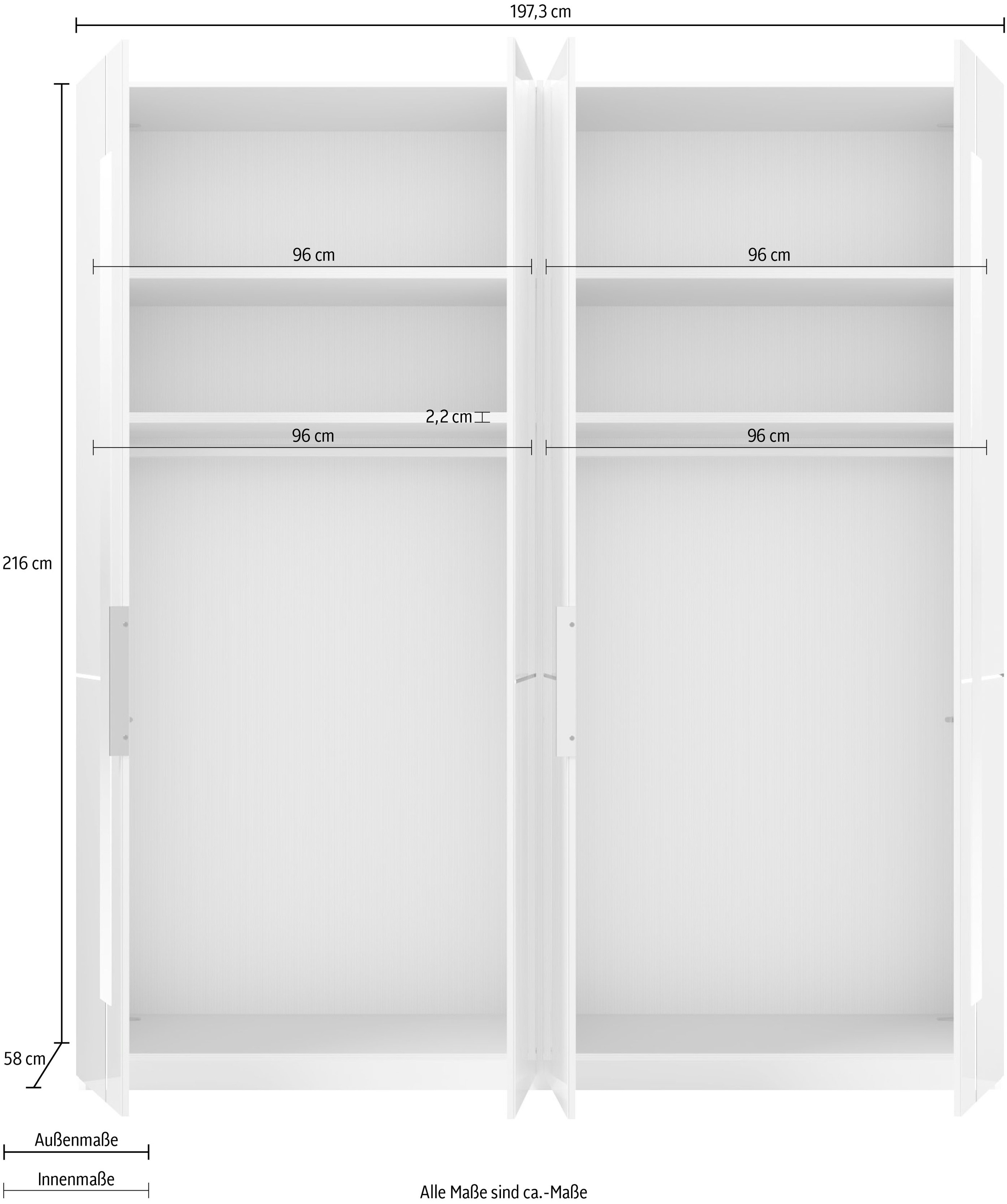 BAUR by mit branded Einlegeböden Musterring Glastüren Kleiderstangen, M »Imola | W«, Zierspiegel und Drehtürenschrank GALLERY inklusive