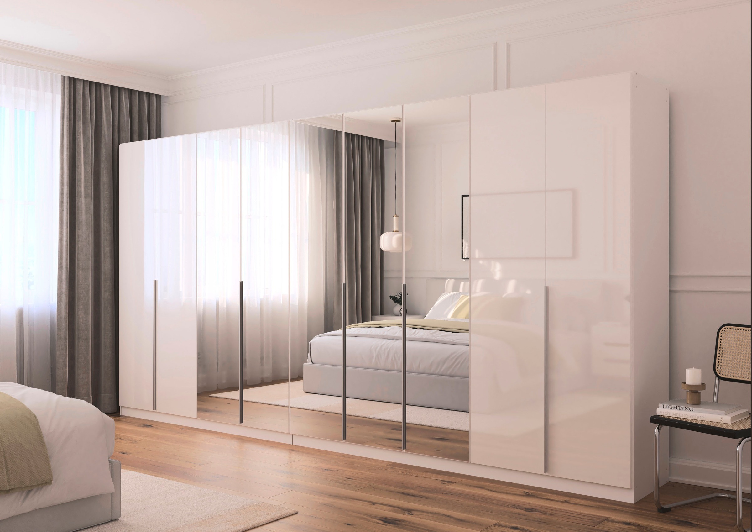 Thumbnail - OTTO home Drehtürenschrank "Kleiderschrank Schrank Garderobe AGORDO mit Dekor- oder Hochglanzfront" in zwei Griff-Farben...