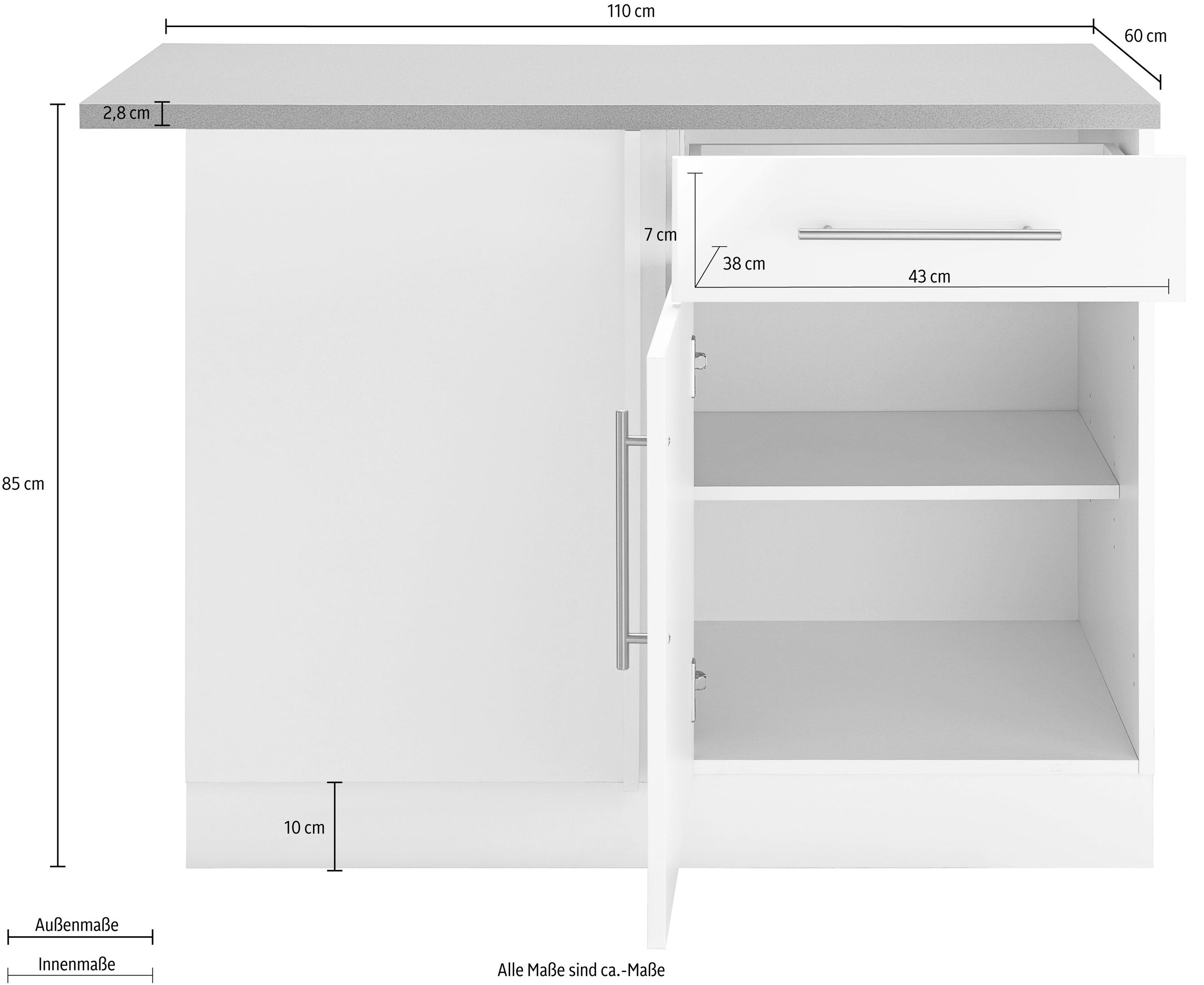 wiho Küchen Eckunterschrank »Cali«, 110 cm breit