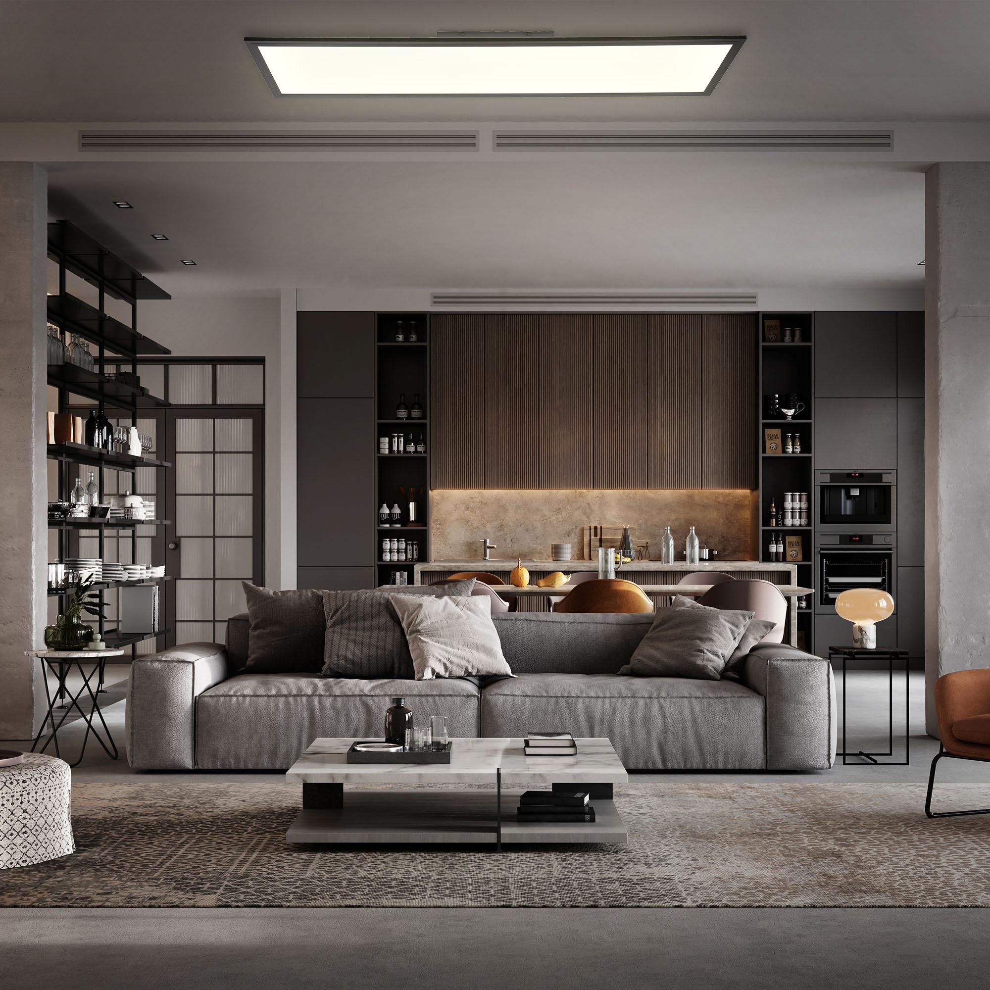 B.K.Licht LED Deckenleuchte »BKL1498 CCT Deckenlampe mit Fernbedienung, Ultraflach, LED Panel«, 1 flammig, Leuchtmittel LED-Modul | LED fest integriert, 3.000K - 6.500K, 2.600Lm, 24W, 100x25x6,5 cm, Schwarz