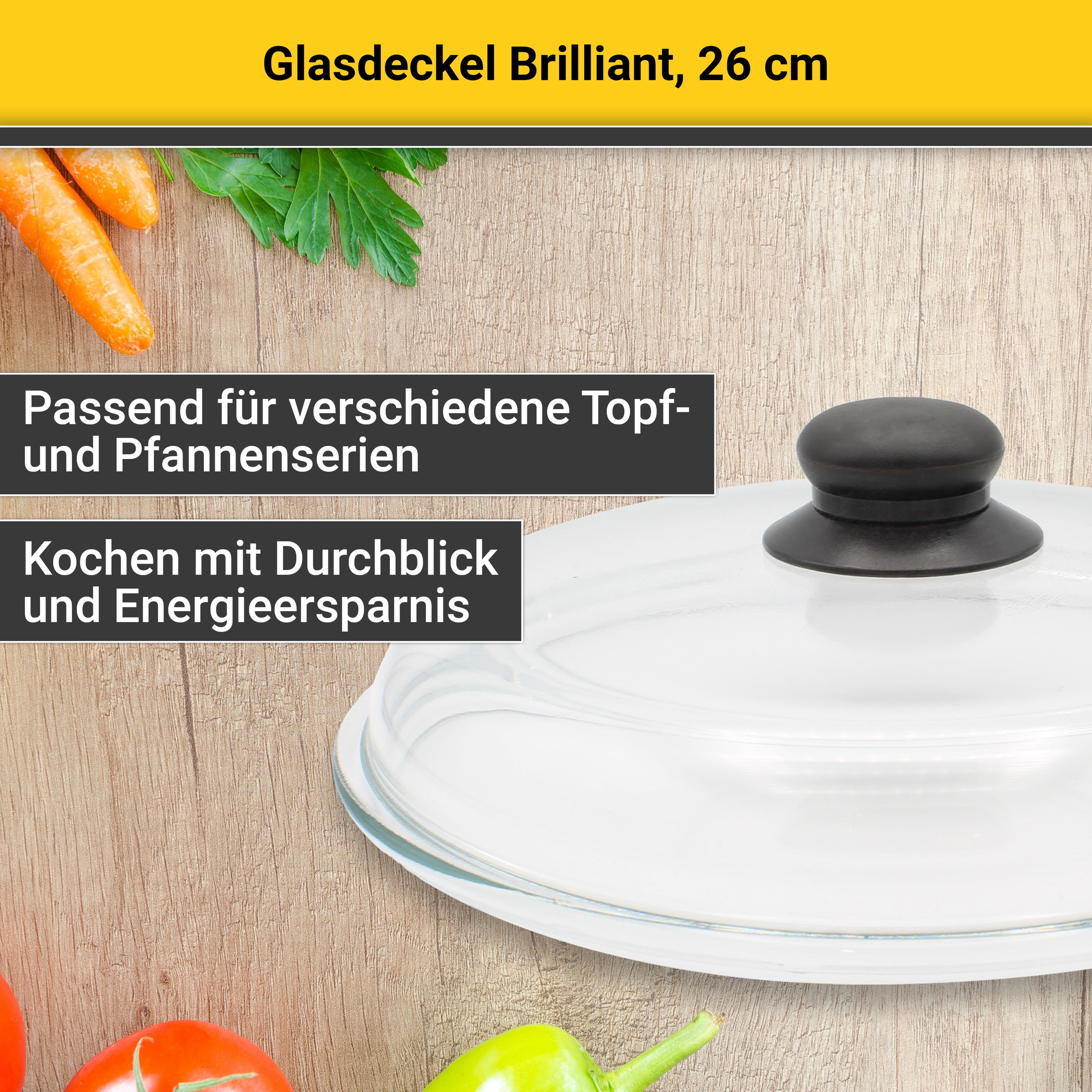 Krüger Deckel "Glasdeckel Brilliant mit Kunststoffknopf" hitzebeständig bis günstig online kaufen