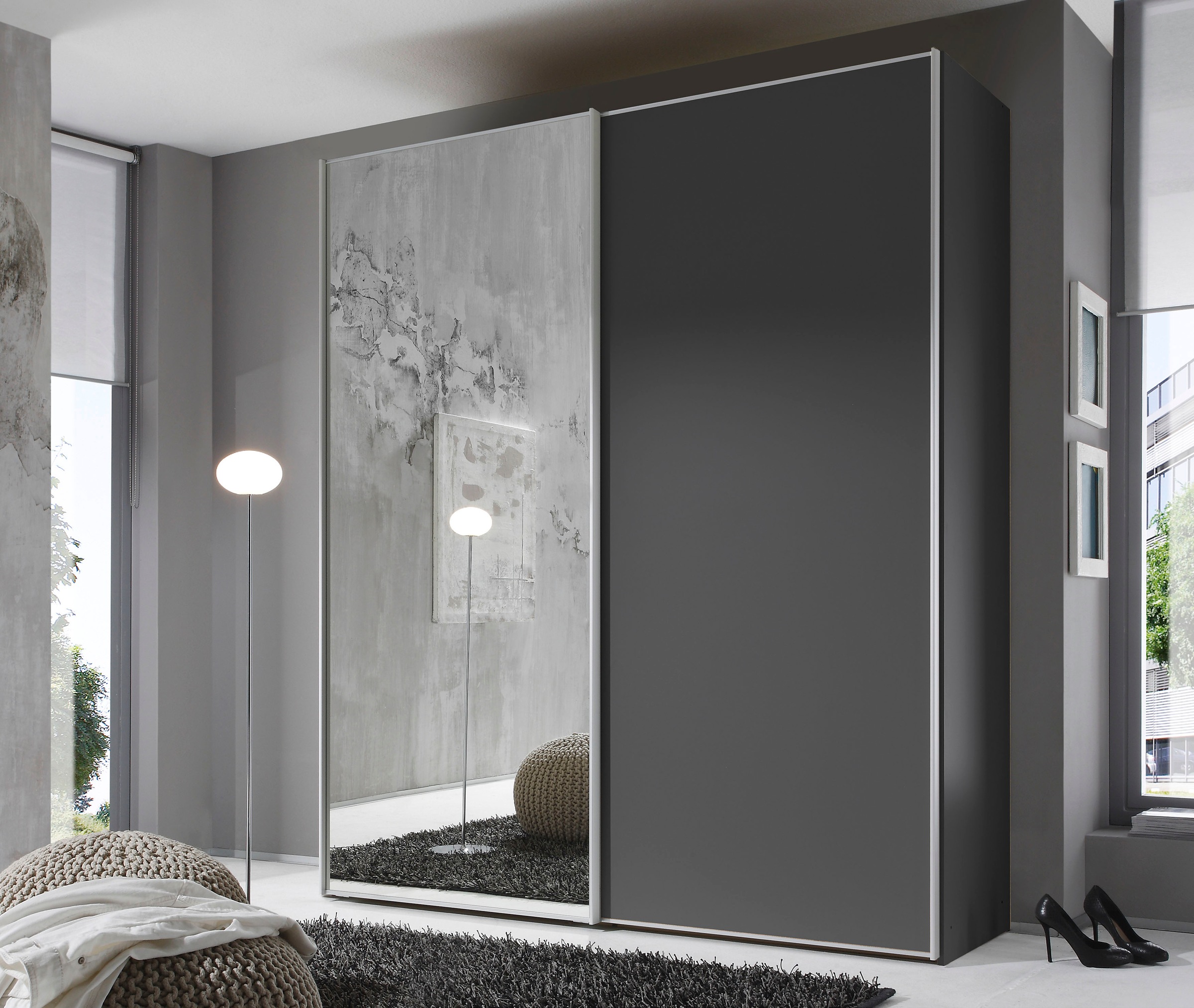 STAUD Schwebetürenschrank »Sinfonie Plus, edles Design in hochwertiger Qualität, Made in Germany«, Mit Spiegeltüre und vier verschiedenen Ausstattungsvarianten