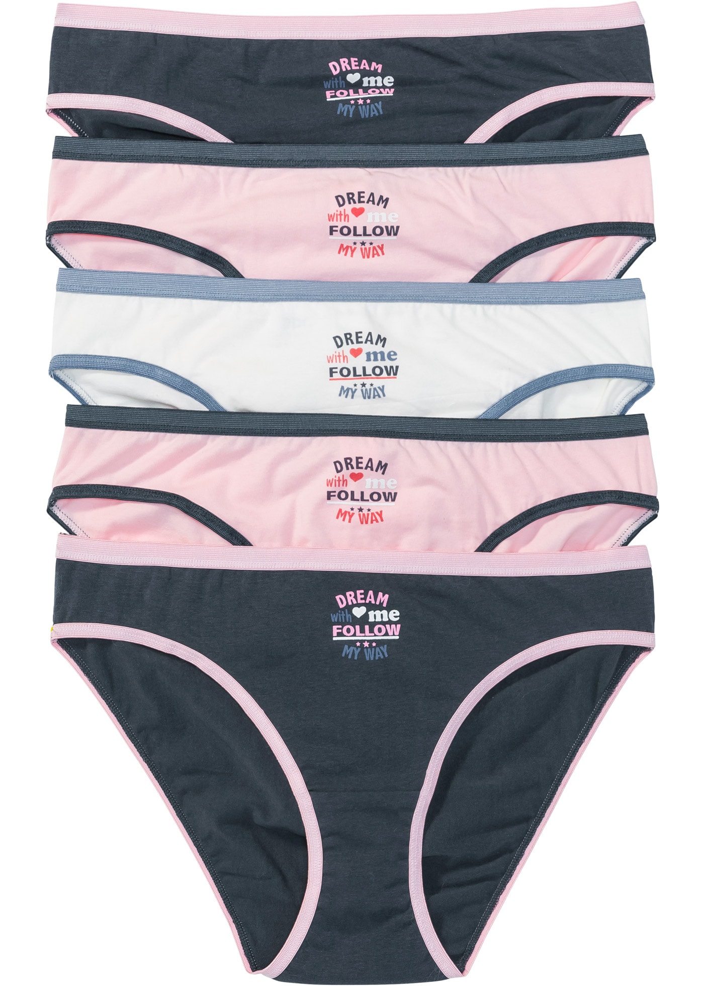 bonprix Slip "Slip (5er Pack)" Packung, 5 Stk. mit dekorativen Bündchen in Kontrastfarbe, weiche Materialqualität