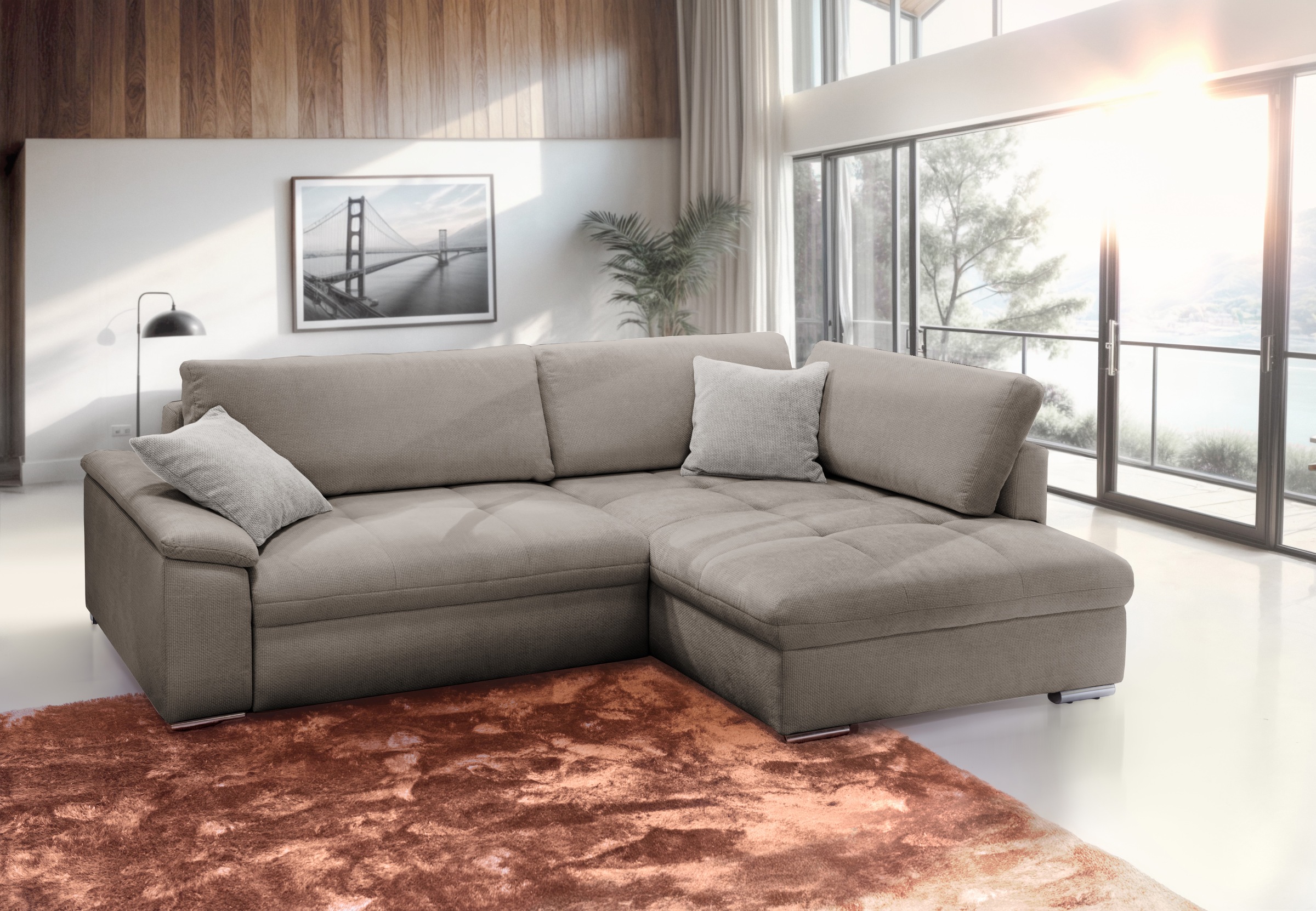 exxpo - sofa fashion Ecksofa "Casa Grande inkl. Bettfunktion & Bettkasten, bequem" Breite 268cm, L-Form, guter Sitzkomfort, große Liegefläche