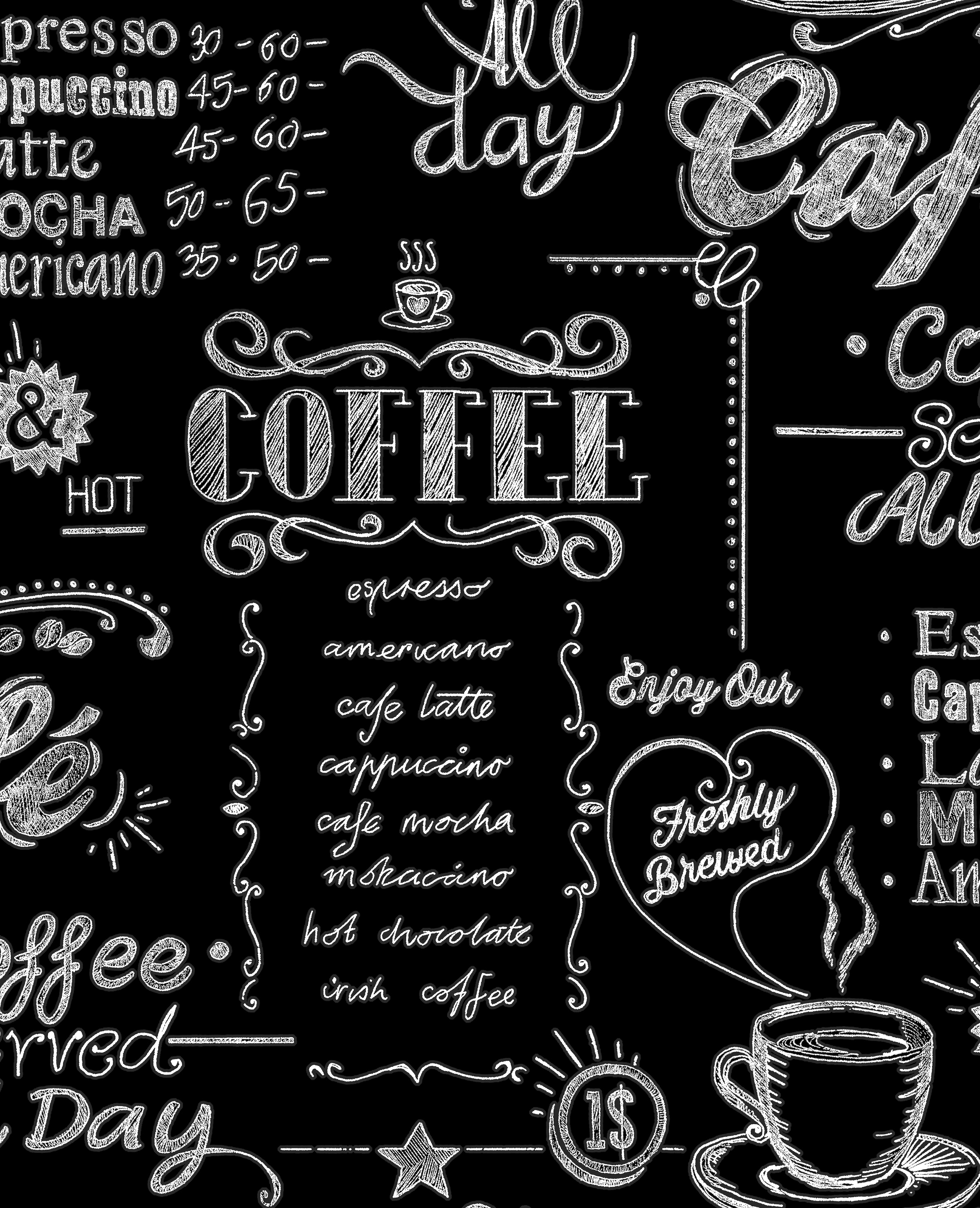 Vliestapete "Coffee Shop", B/L: 0,52m x 10,05m, schwarz, SUPERFRESCO EASY, Wohnzimmer, Tapeten, Coffee Shop Kaffee 1000x52cm