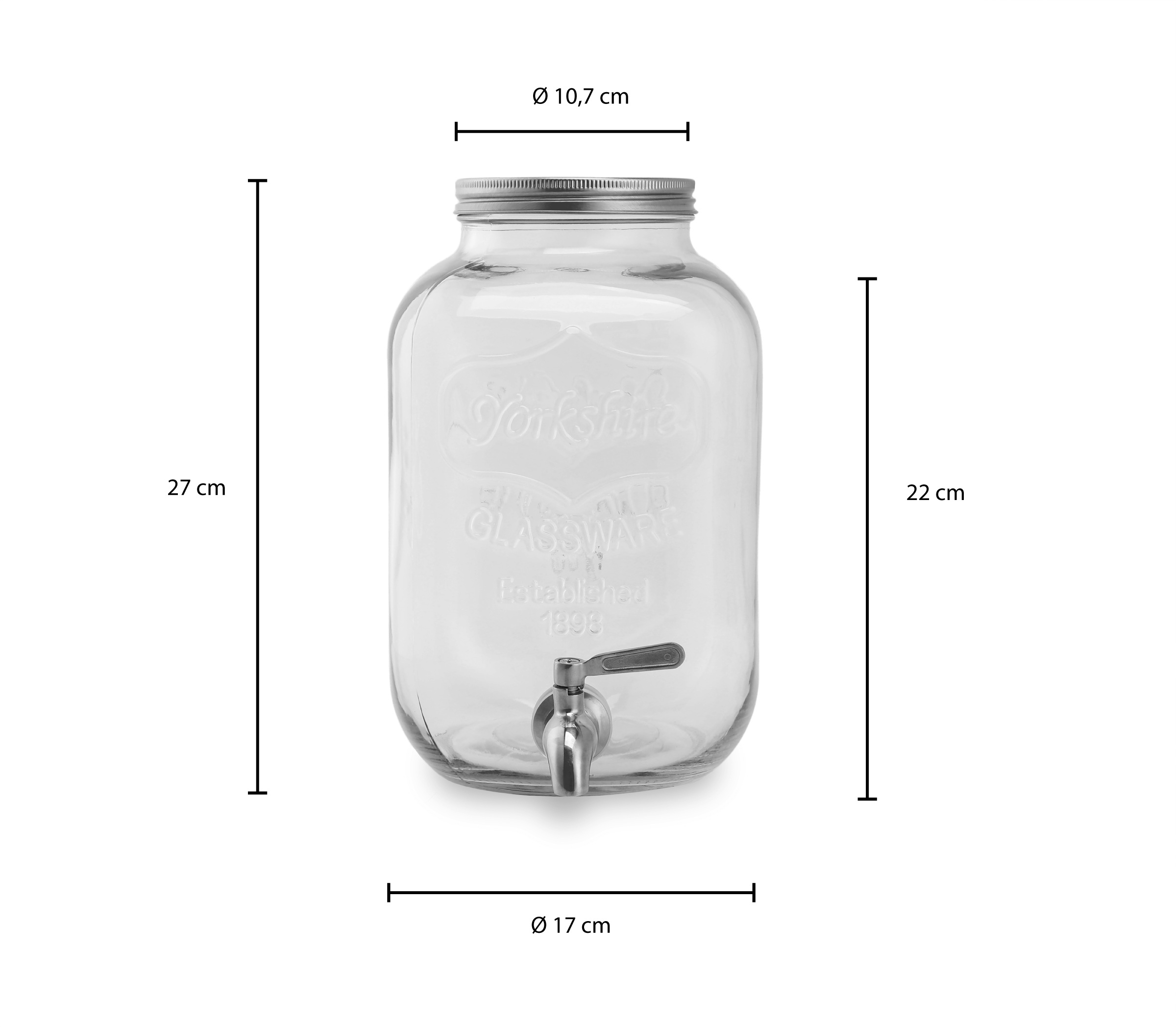 ECHTWERK Getränkespender »Dispenser aus Glas, Fassungsvermögen 5 Liter«, (1 tlg.), Verschließbarer Metalldeckel und luftdichter Zapfhahn