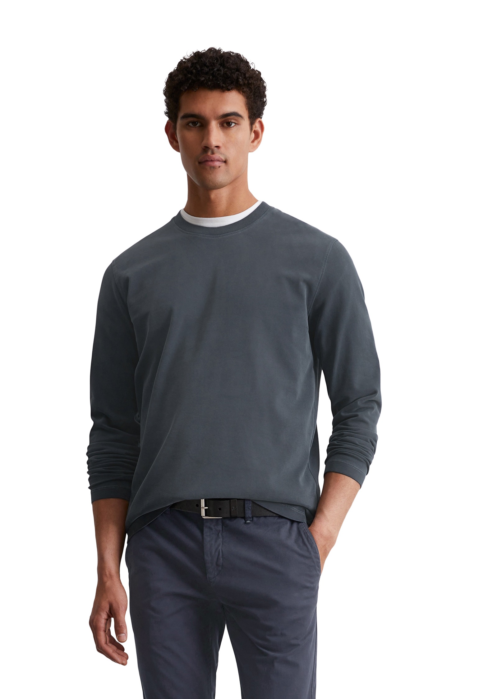 Marc OPolo Langarmshirt "T-shirt, long sleeve, crew neck, embroidery" günstig online kaufen