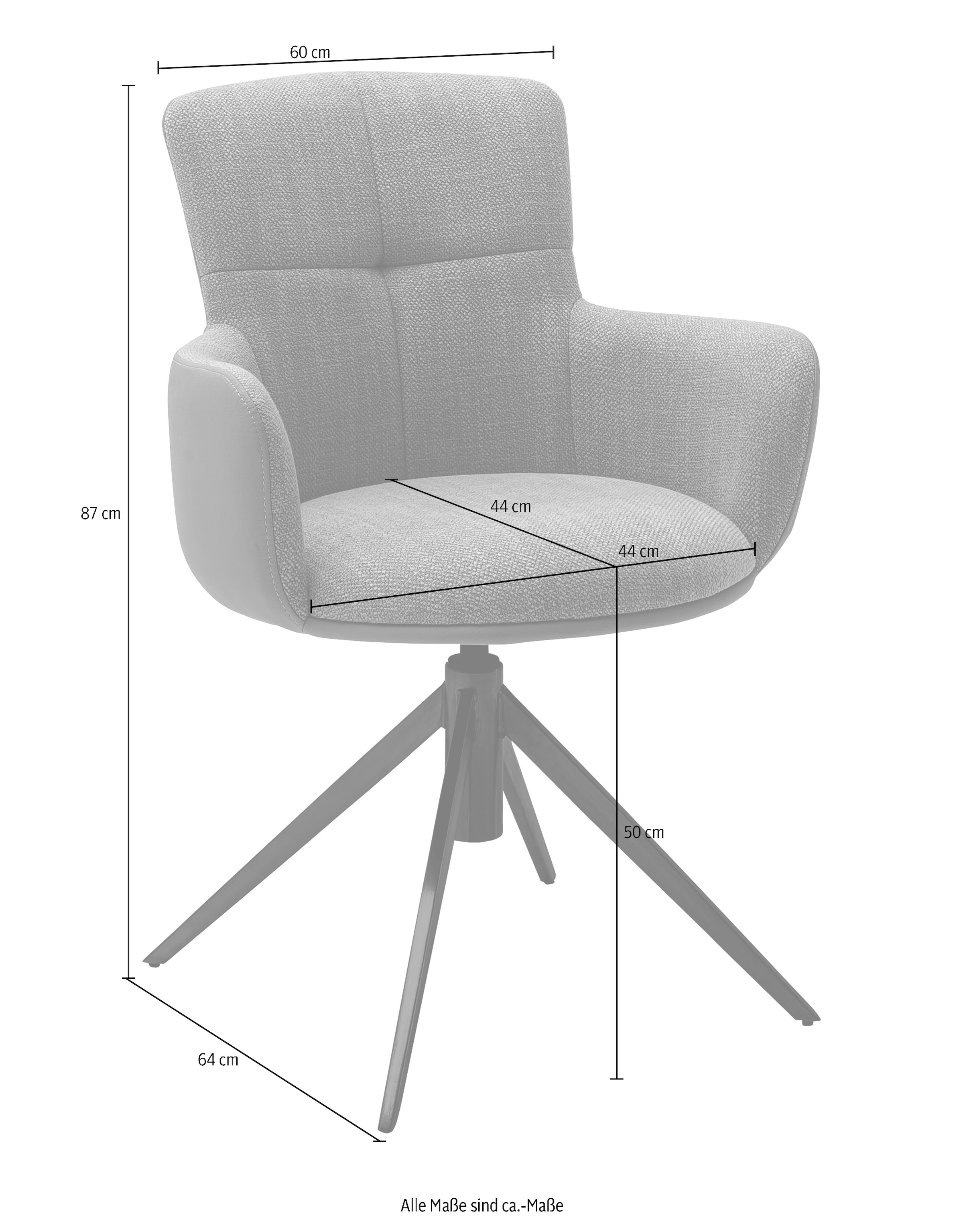 MCA furniture Esszimmerstuhl »Mecana«, (Set), 2 St., 2er Set Materialmix, Stuhl 360° drehbar mit Nivellierung, bis 120 kg