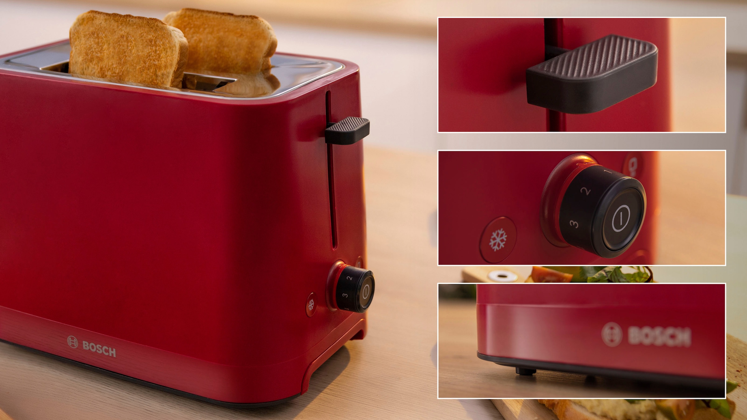 BOSCH Toaster »MyMoment TAT3M124«, 2 Schlitze, für 2 Scheiben, 950 W, entnehmbarer Brötchenaufsatz, Auftaufunktion, Brotzentrierung, AutoOff
