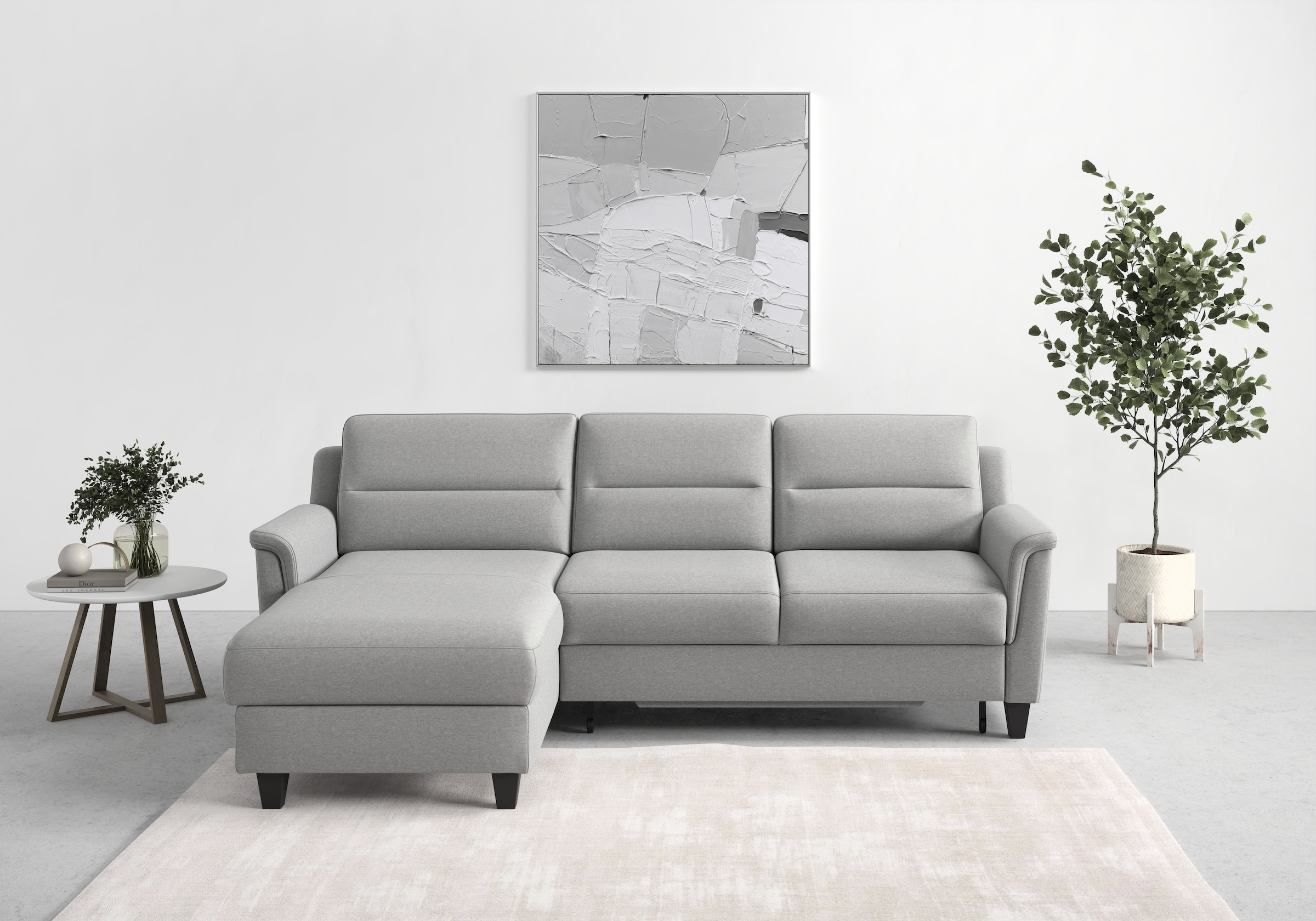 sit&more Ecksofa »Farö L-Form«, inklusive Federkern, wahlweise mit Bettfunktion und Bettkasten