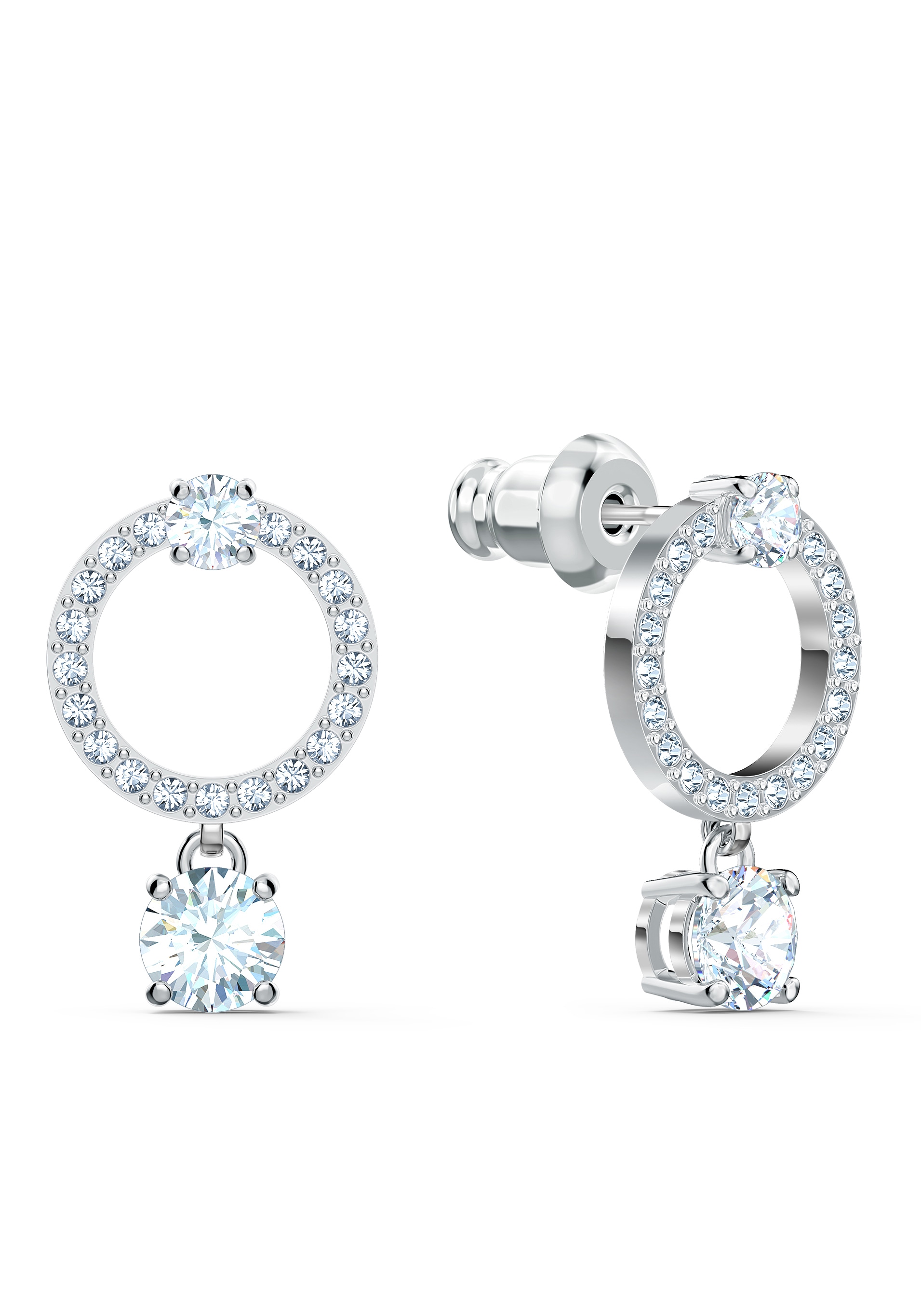 Paar »Attract Swarovski® für Kristallen Ohrringe, weiss, kaufen 5563278«, Circle | rhodiniert, mit Swarovski Ohrstecker BAUR
