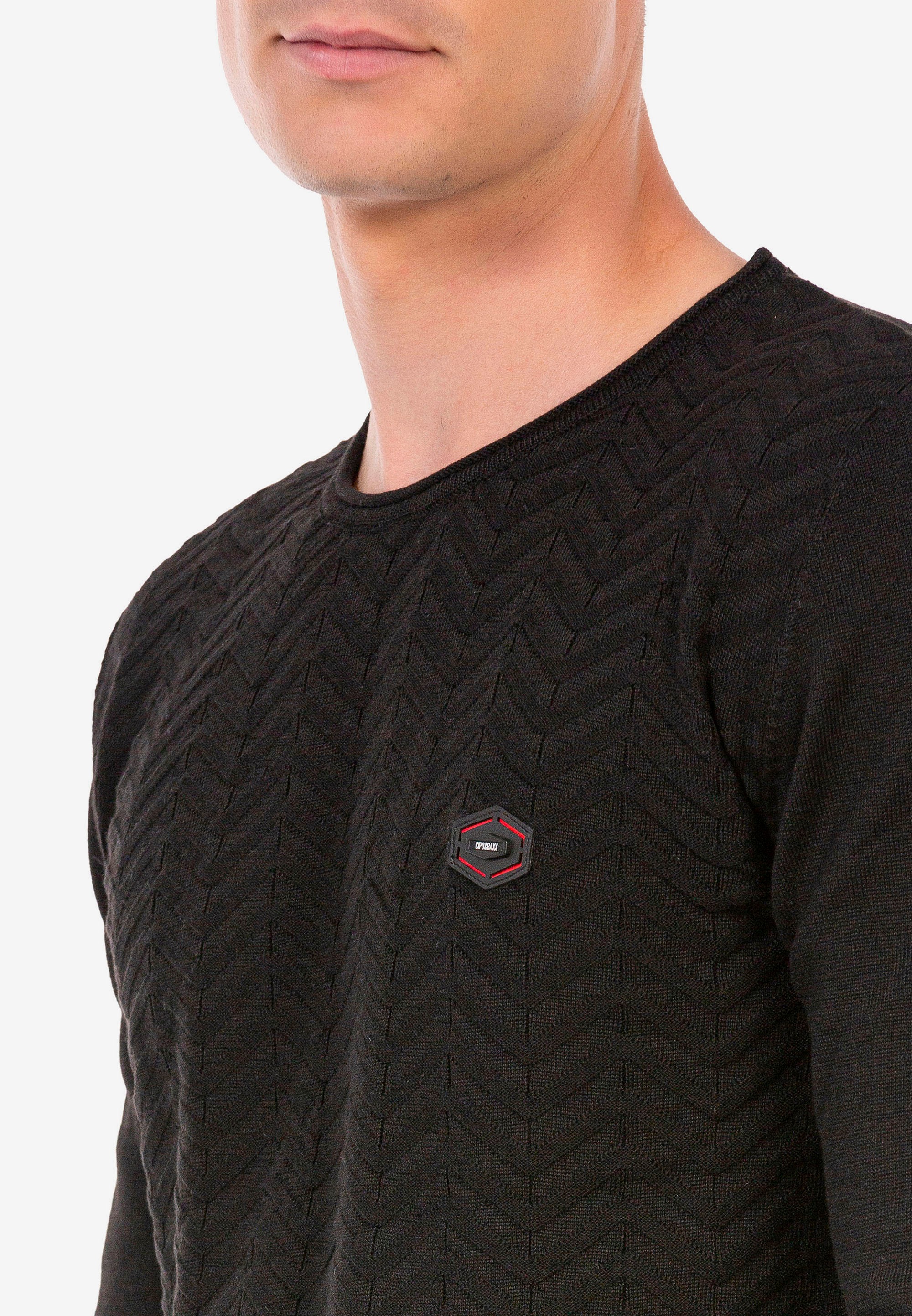 Cipo & Baxx Strickpullover, mit dezentem Strickmuster