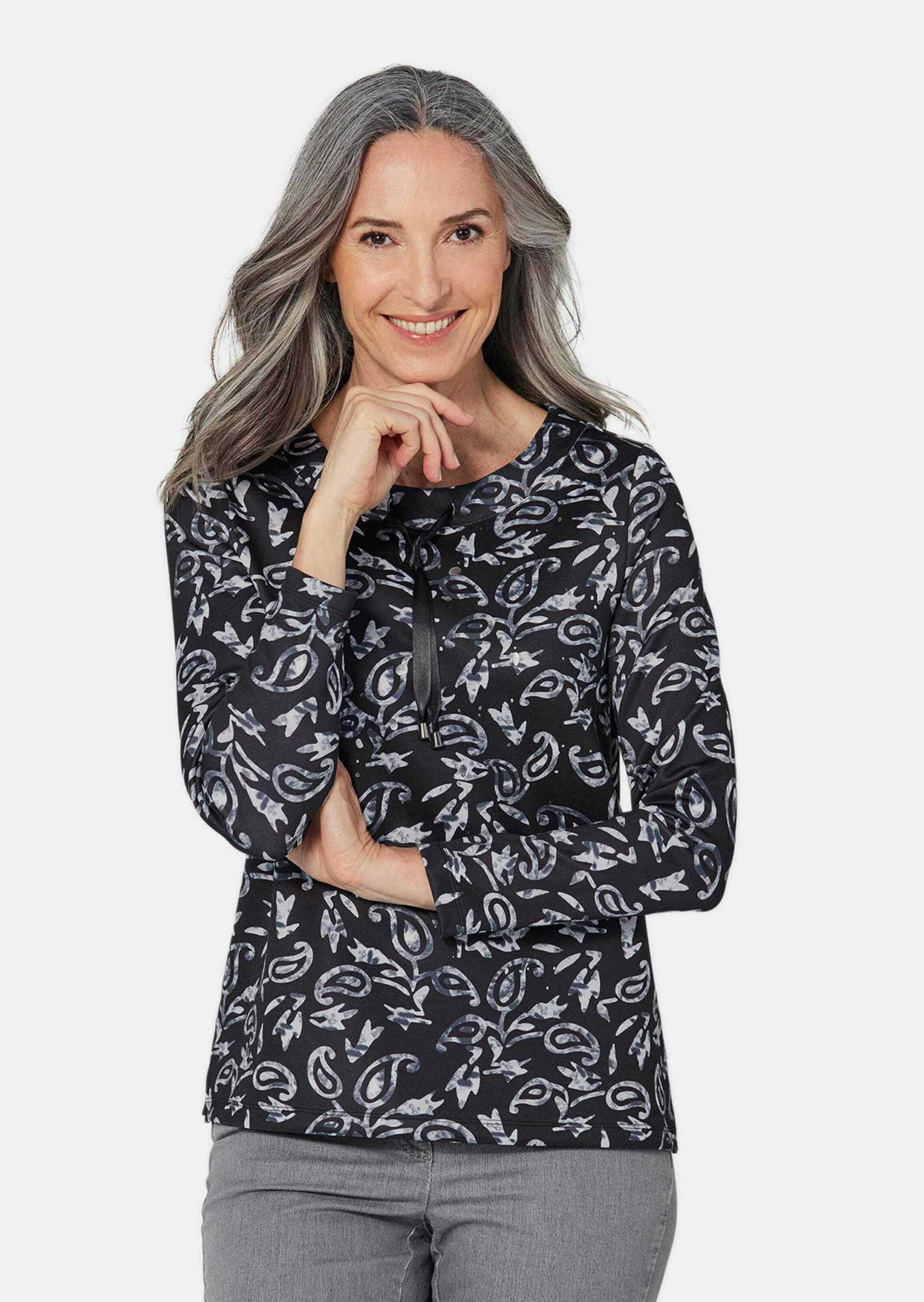 GOLDNER Print-Shirt »Langarmshirt Langarmshirt mit Metallic-Druck«
