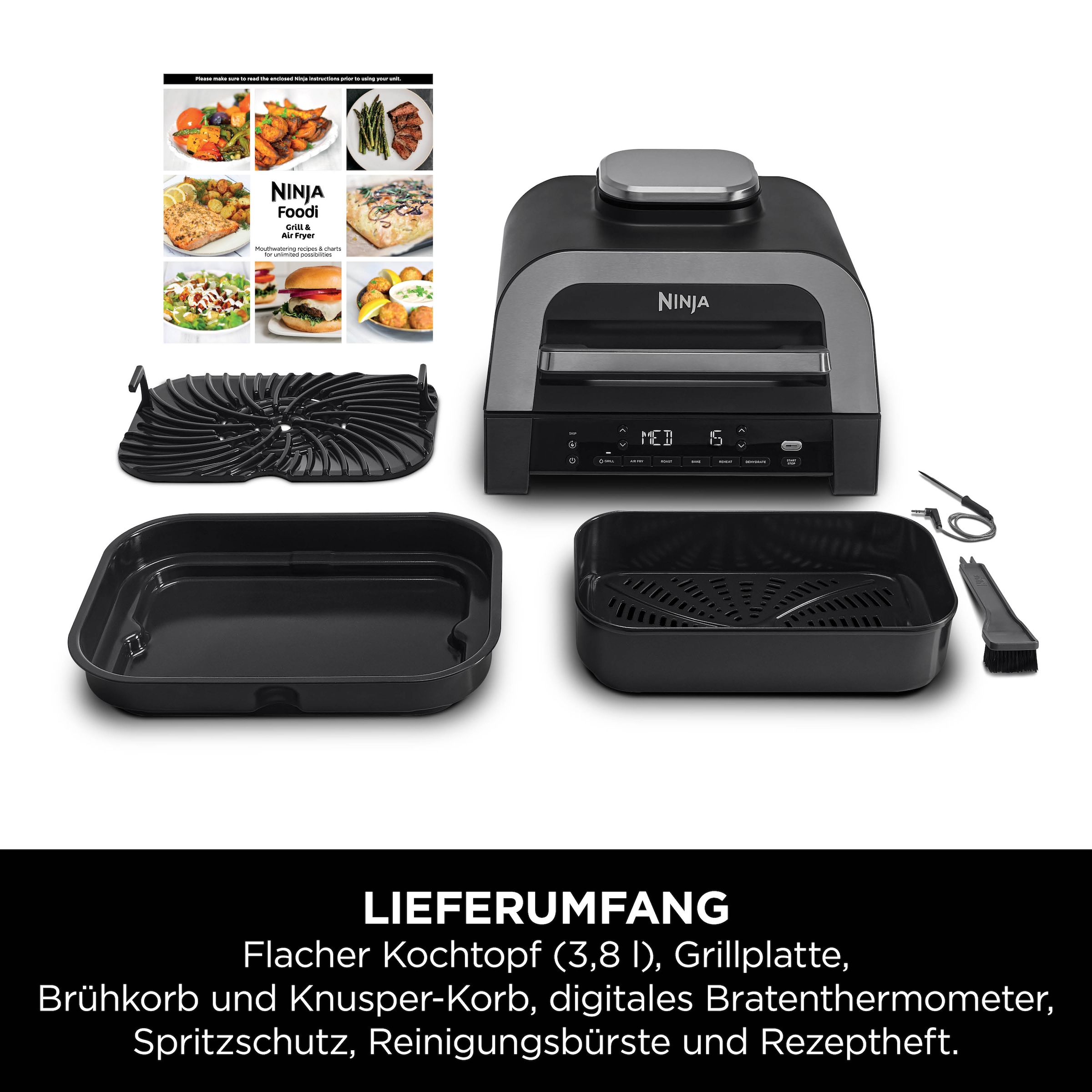 NINJA Tischgrill »DG551EU«, 1760 W, 6-in-1 MAX Grill und Heißluftfritteuse