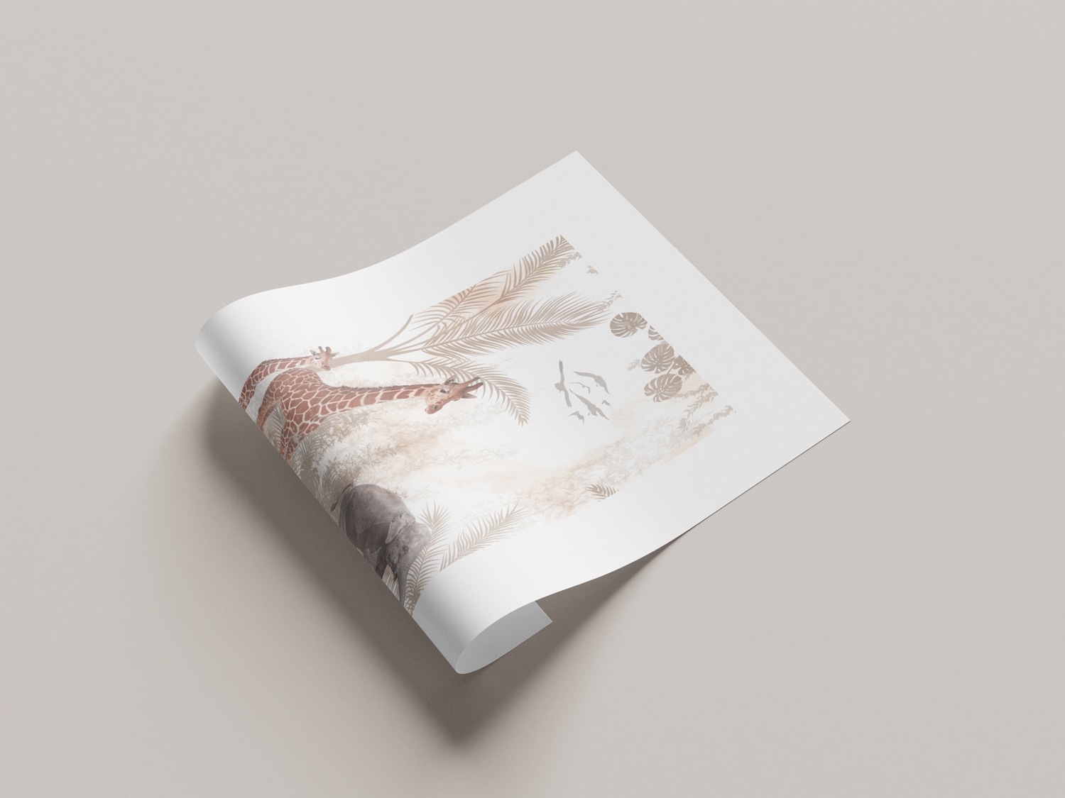 Lüttenhütt Bild mit Rahmen »oder Poster, Tiere im Dschungel«, Baum-Bilder von Afrika-Elefant-Elefanten Bilder-Elephant-Fantasy-Giraffe-Tiere, (1 St.), HD Premium Druck