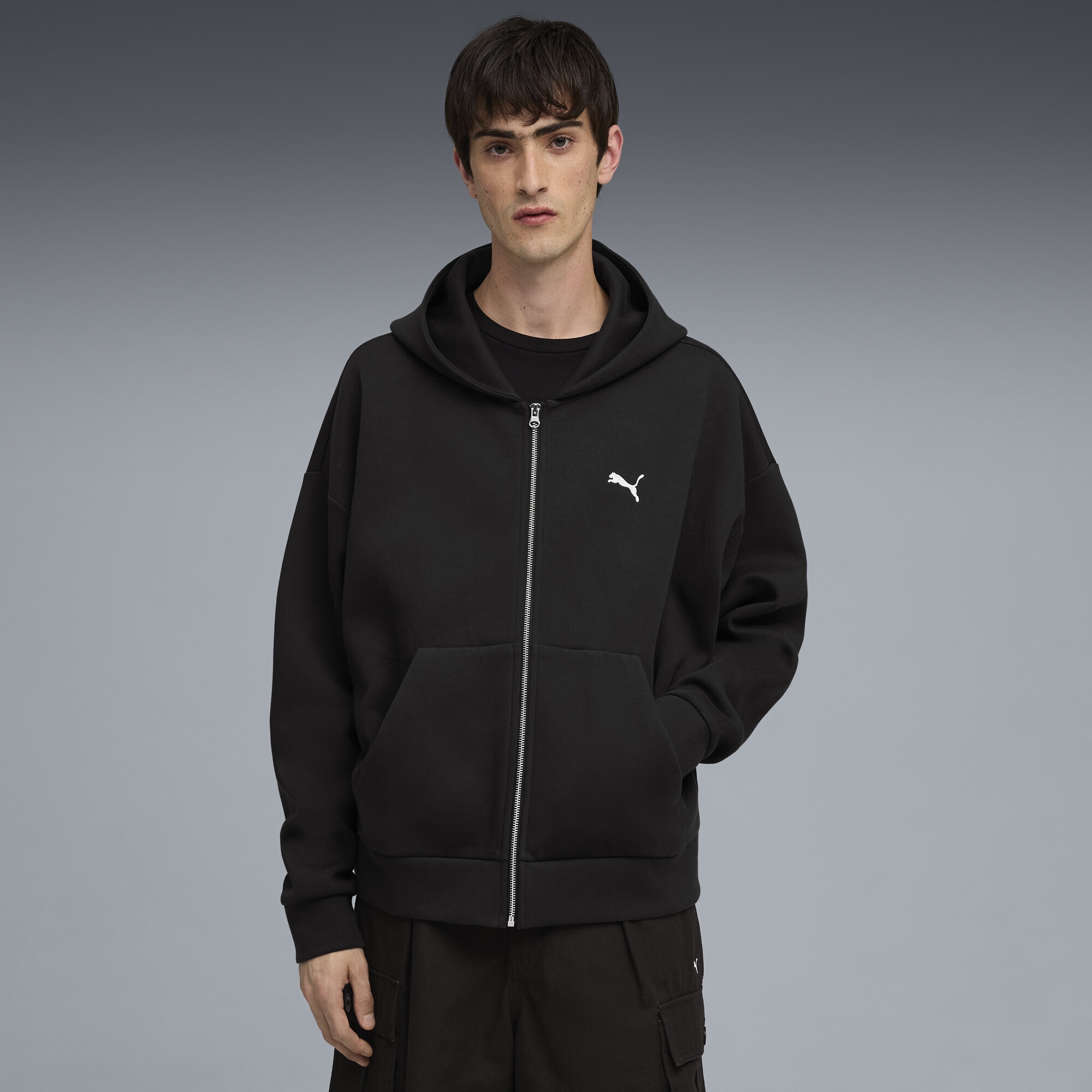 PUMA Sweatjacke »Wardrobe Essentials Boxy Kapuzenjacke Herren«