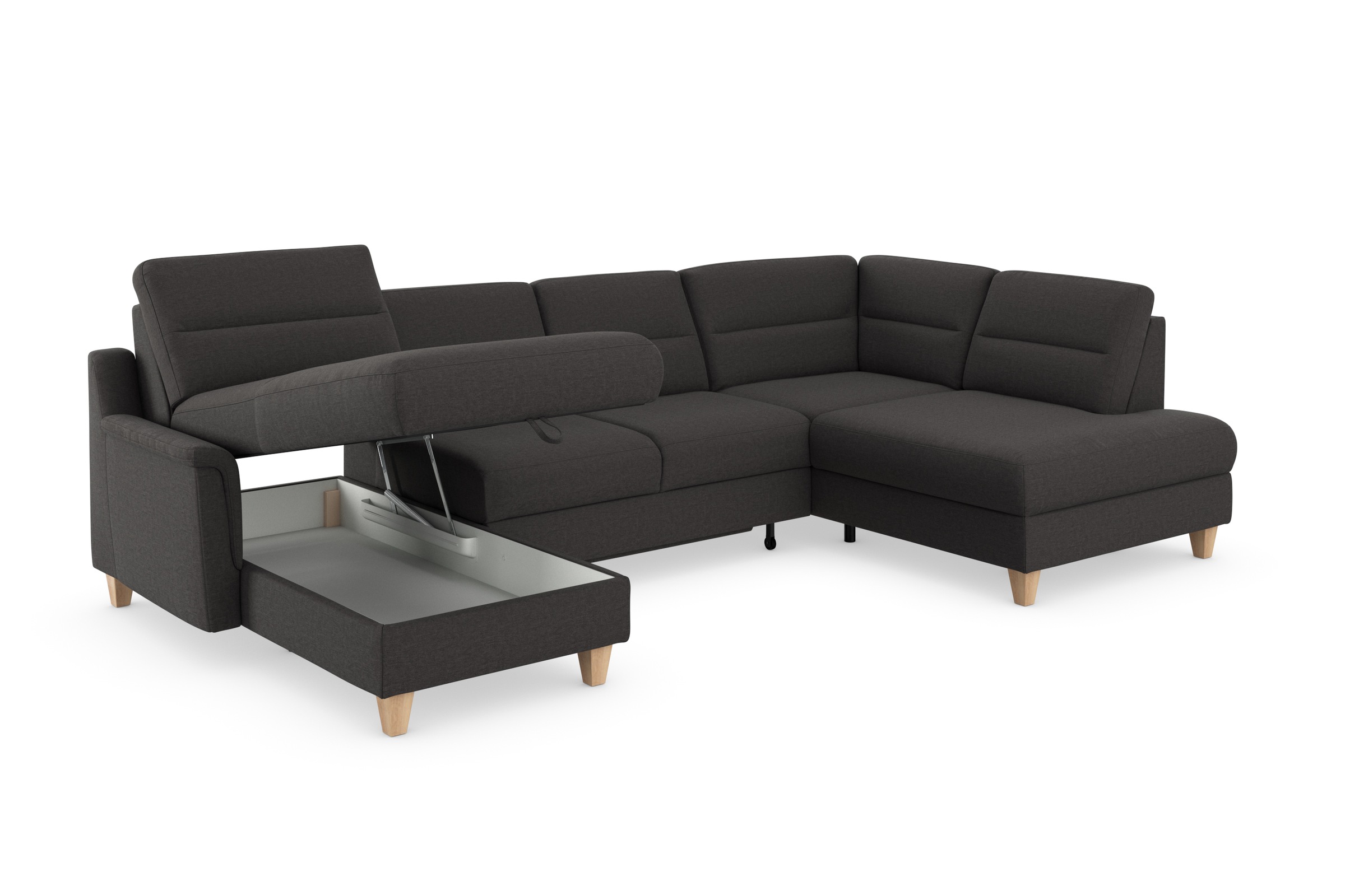 sit&more Wohnlandschaft »Farö U-Form«, inklusive Federkern, wahlweise mit Bettfunktion und Bettkasten