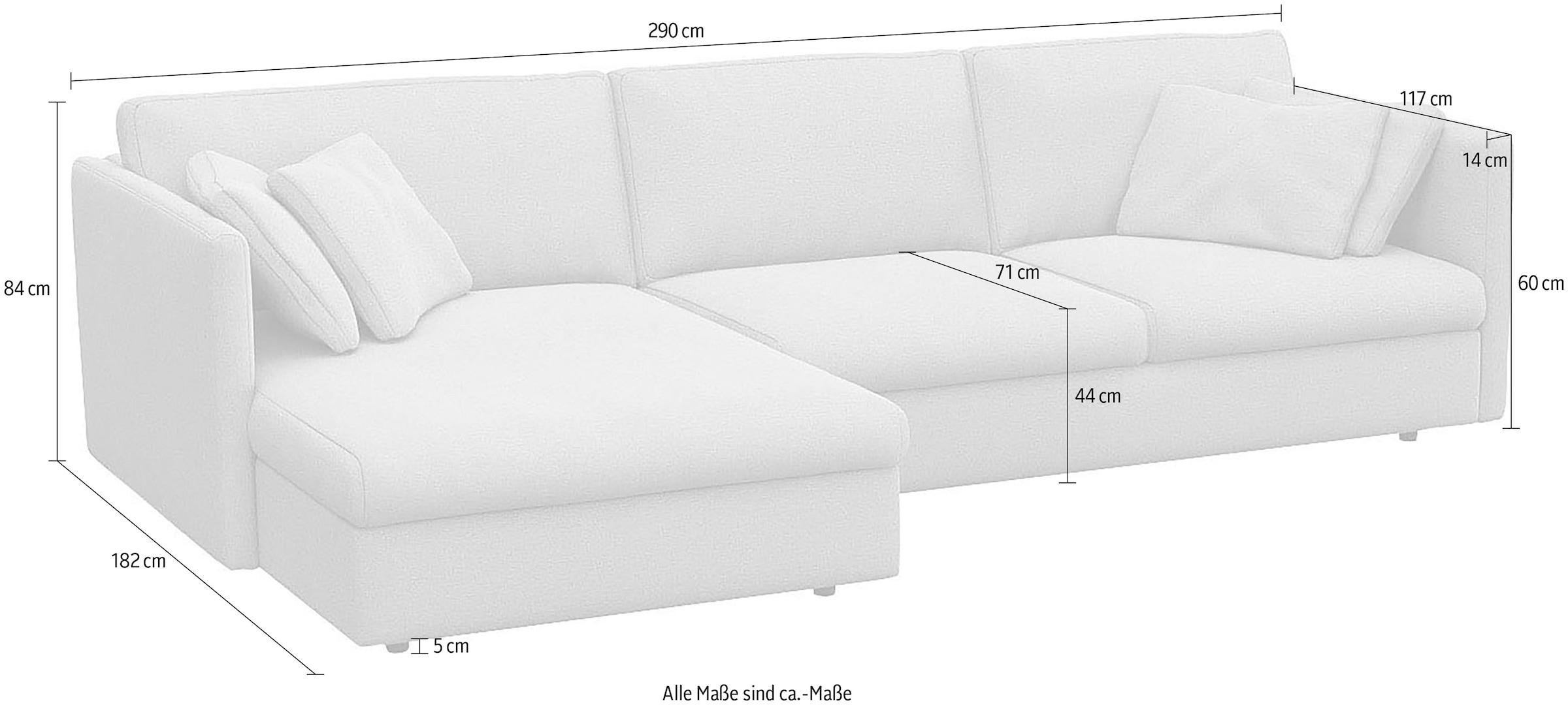 FLEXLUX Ecksofa »Lovane«, Weich & anschmiegsam, große Sitztiefe auf Kaltschaum, Dekokissen inkl.