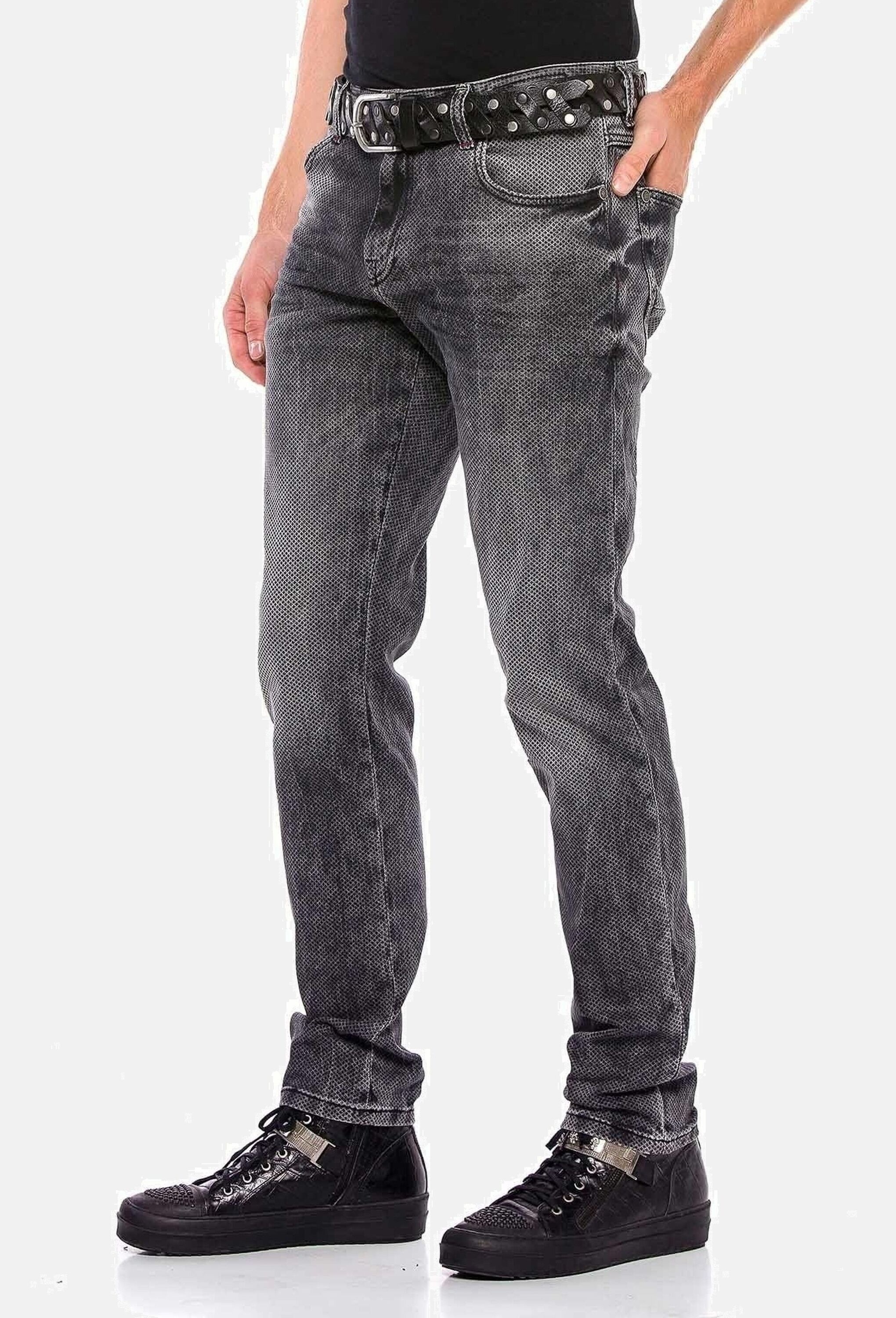 Cipo & Baxx Slim-fit-Jeans »Cipo & Baxx Jeans« mit Allover-Gitter-Musterung, CD543