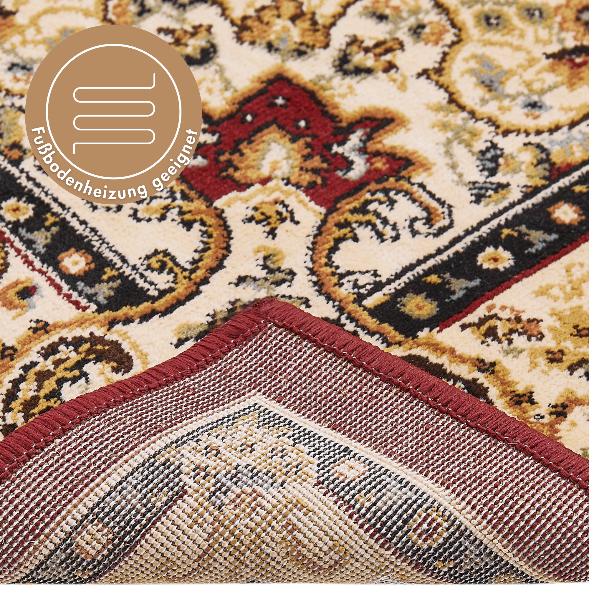 Teppich LUXOR LIVING "Kendra" Gr. 6, rot, B:200cm H:9mm L:285cm, Kunstfaser, Teppiche, Teppich, Orient-Optik, Wohnzimmer 3
