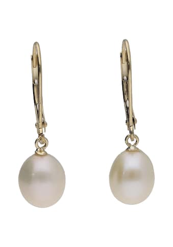 Paar Ohrhänger »mit Brisur, Süßwasser-Perlen, Gold 375«