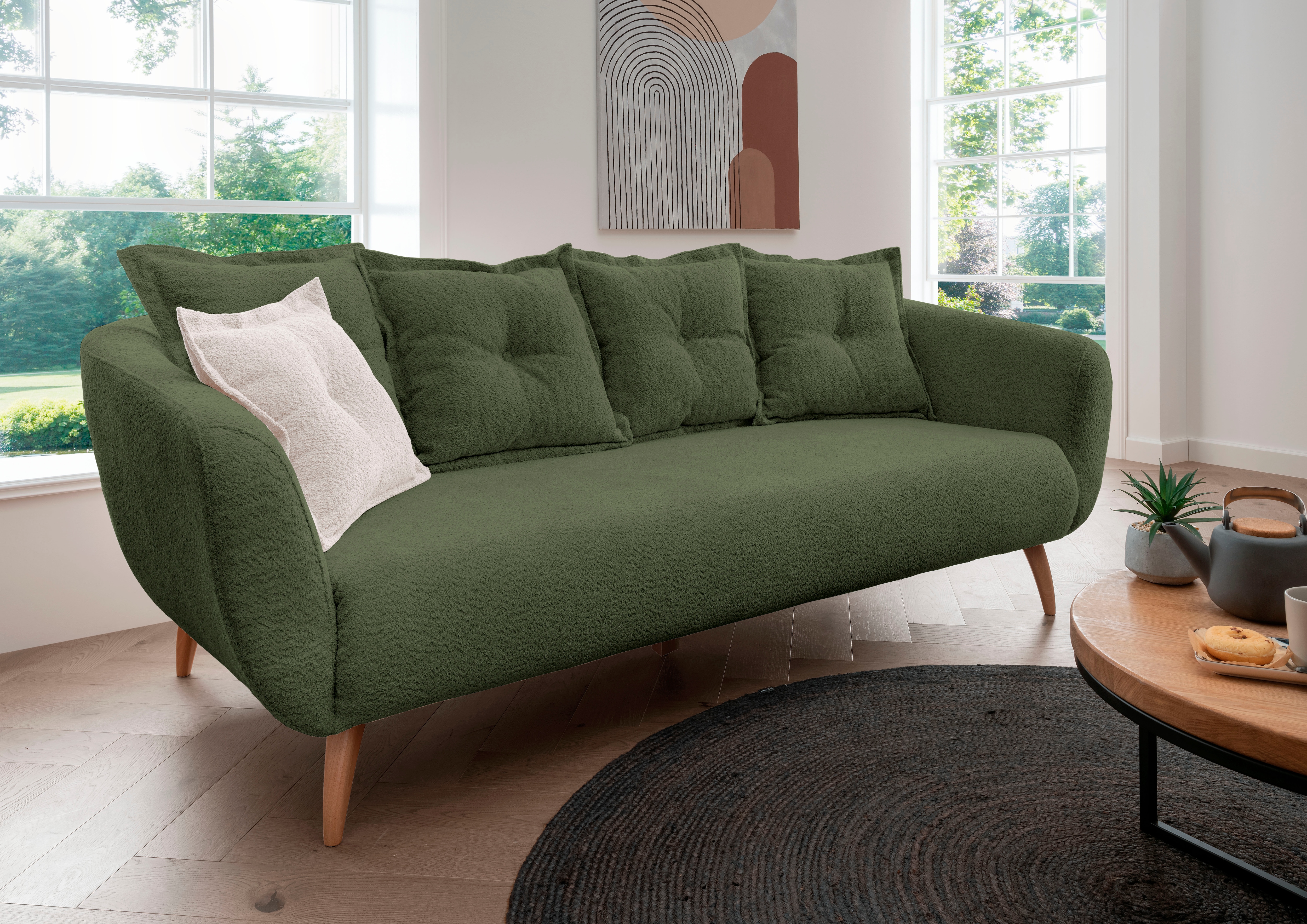 Home affaire 3-Sitzer "Baggio modern und romantisches Design, bequem" Zierkissen inklusive