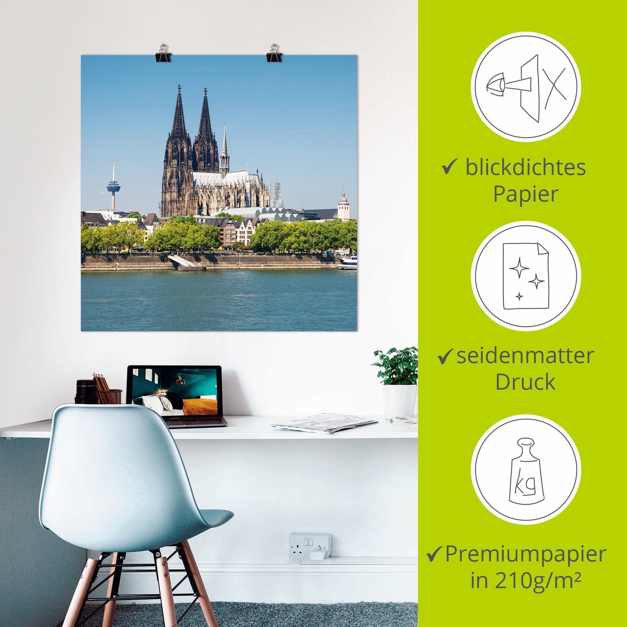 Artland Poster »Kölner Dom«, Gebäude, (1 St.), als Alubild, Leinwandbild, Wandaufkleber oder Poster in versch. Größen