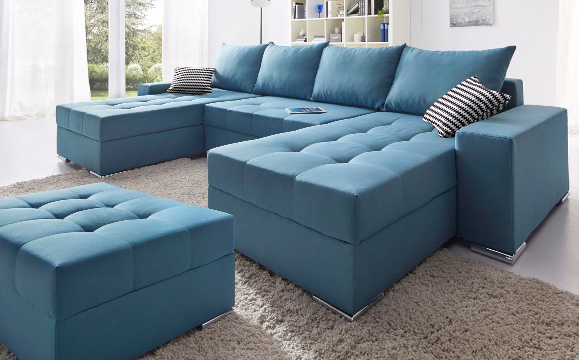 COLLECTION AB Wohnlandschaft "Josy XL U-Form, Breite: 313 cm" Schlaffunktion, Bettkasten & 2 Zierkissen, Federkern