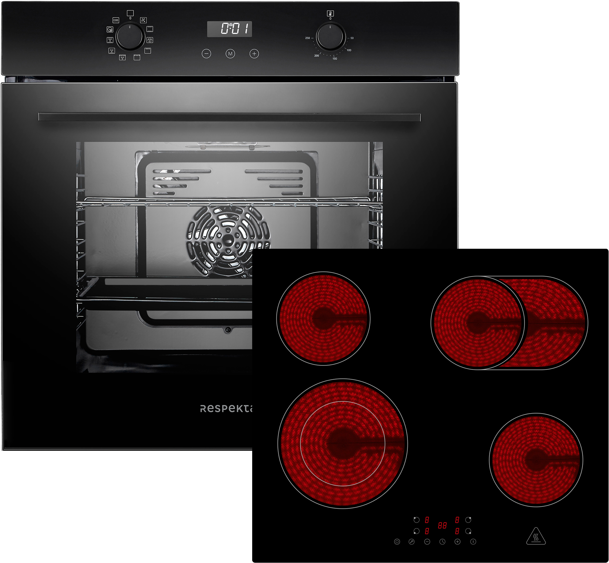 RESPEKTA Backofen-Set "Julius + Abra", schwarz, Herdsets