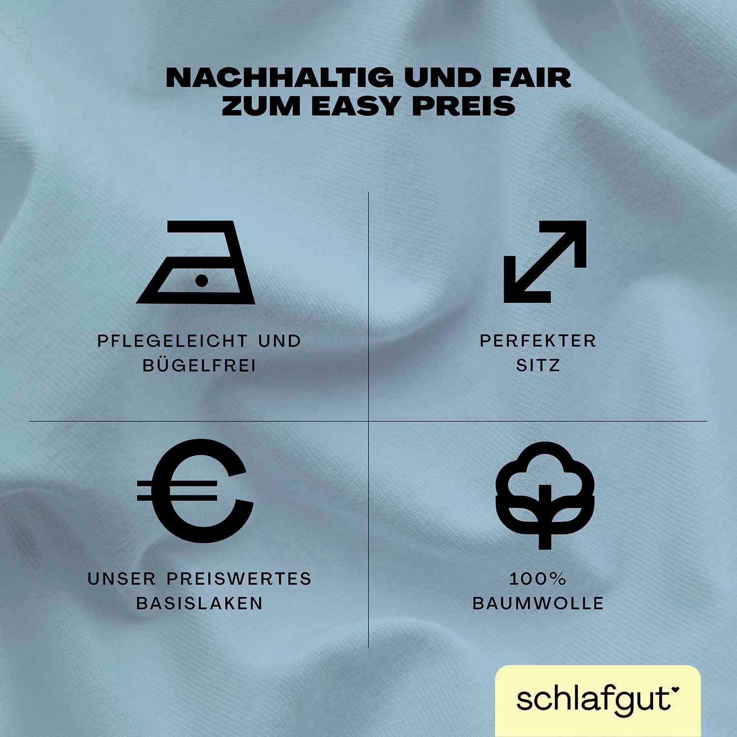 Thumbnail - Schlafgut Spannbettlaken "EASY aus 100% Baumwolle, weich & saugfähig, Marken-Bettlaken", für Matratzen bis 22 cm Höhe, i...
