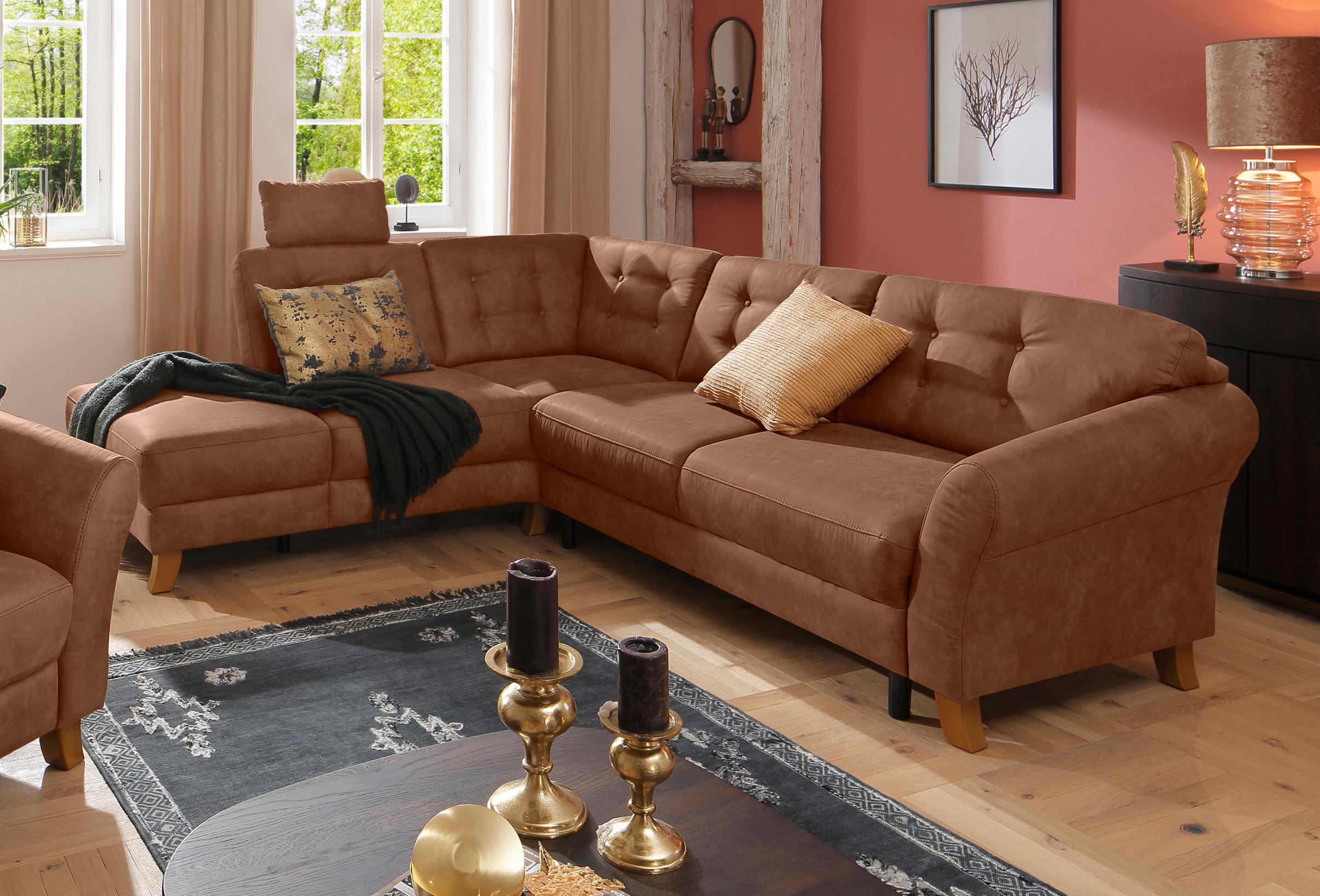 OTTO home Ecksofa "Trondheim L-Form, B: 260 cm, Federkern, Komfortsitz" mit Schlaffunktion, optional mit Stauraum, Eckcouch frei stellbar