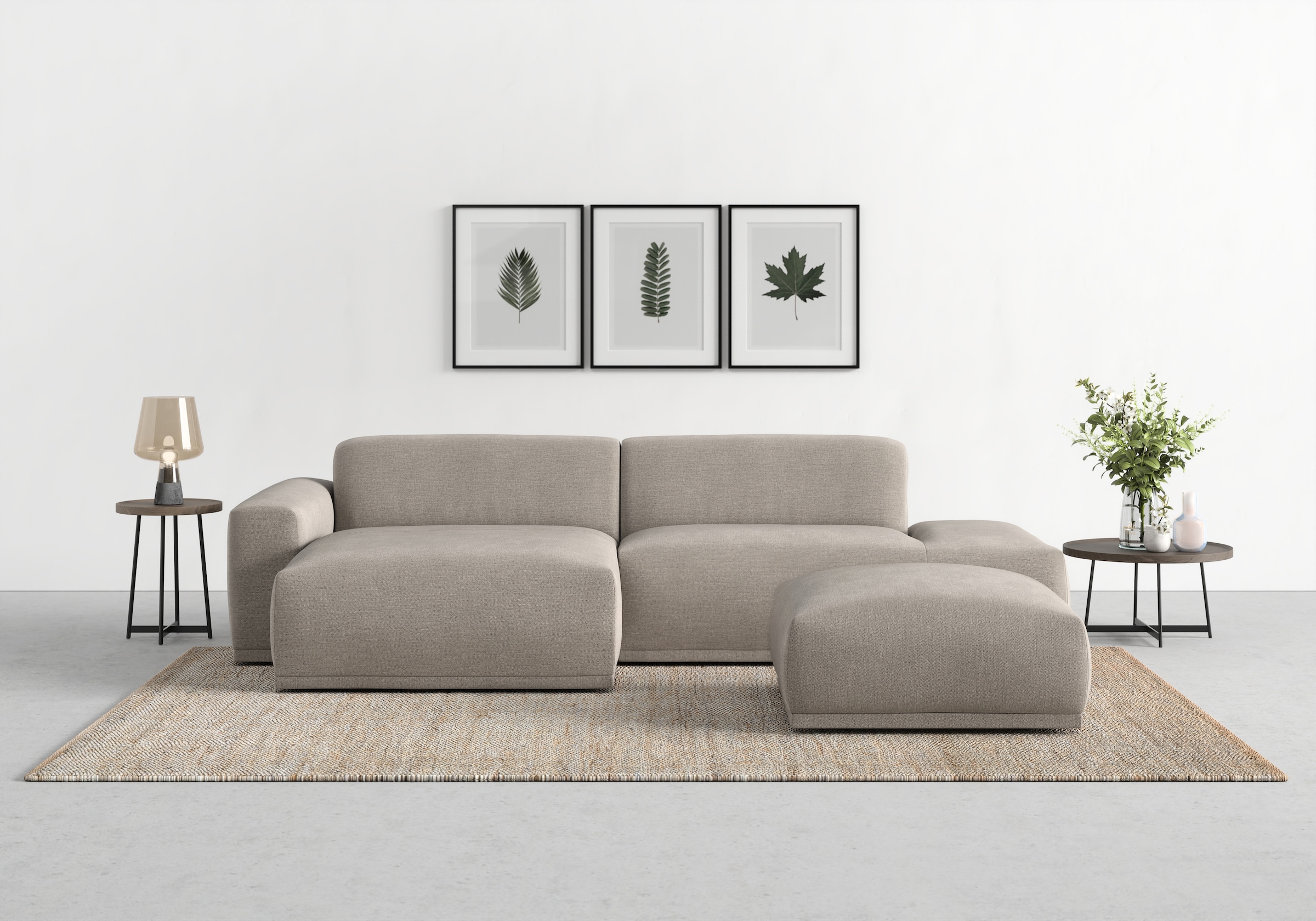 TRENDMANUFAKTUR Ecksofa Braga, aus 2 Teilen, moderner Cord-Stoff