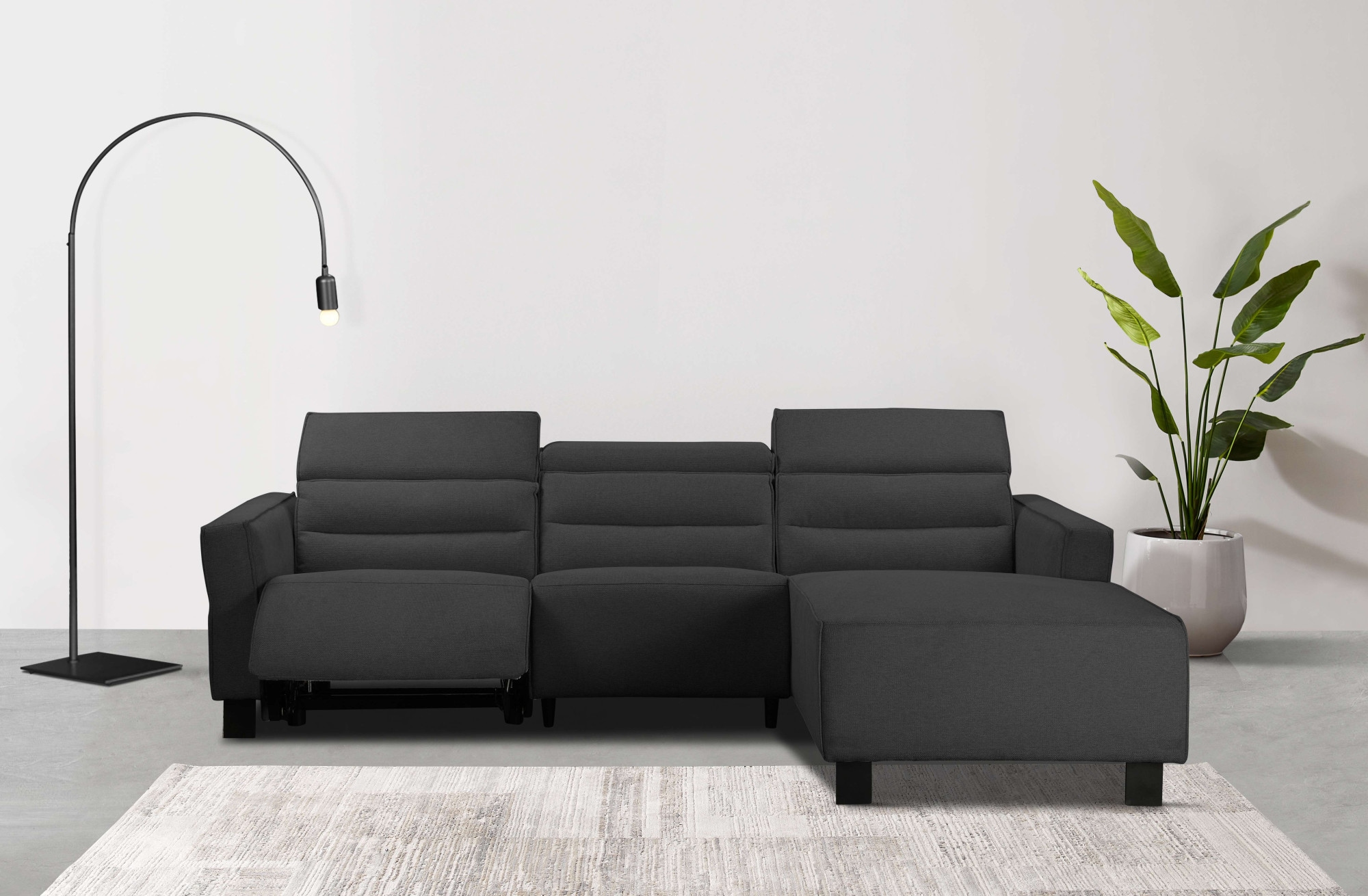 PLACES OF STYLE Ecksofa »Carpari, L-Form, 263 cm, mit manueller o. elektrischer Relaxfunktion«, und...