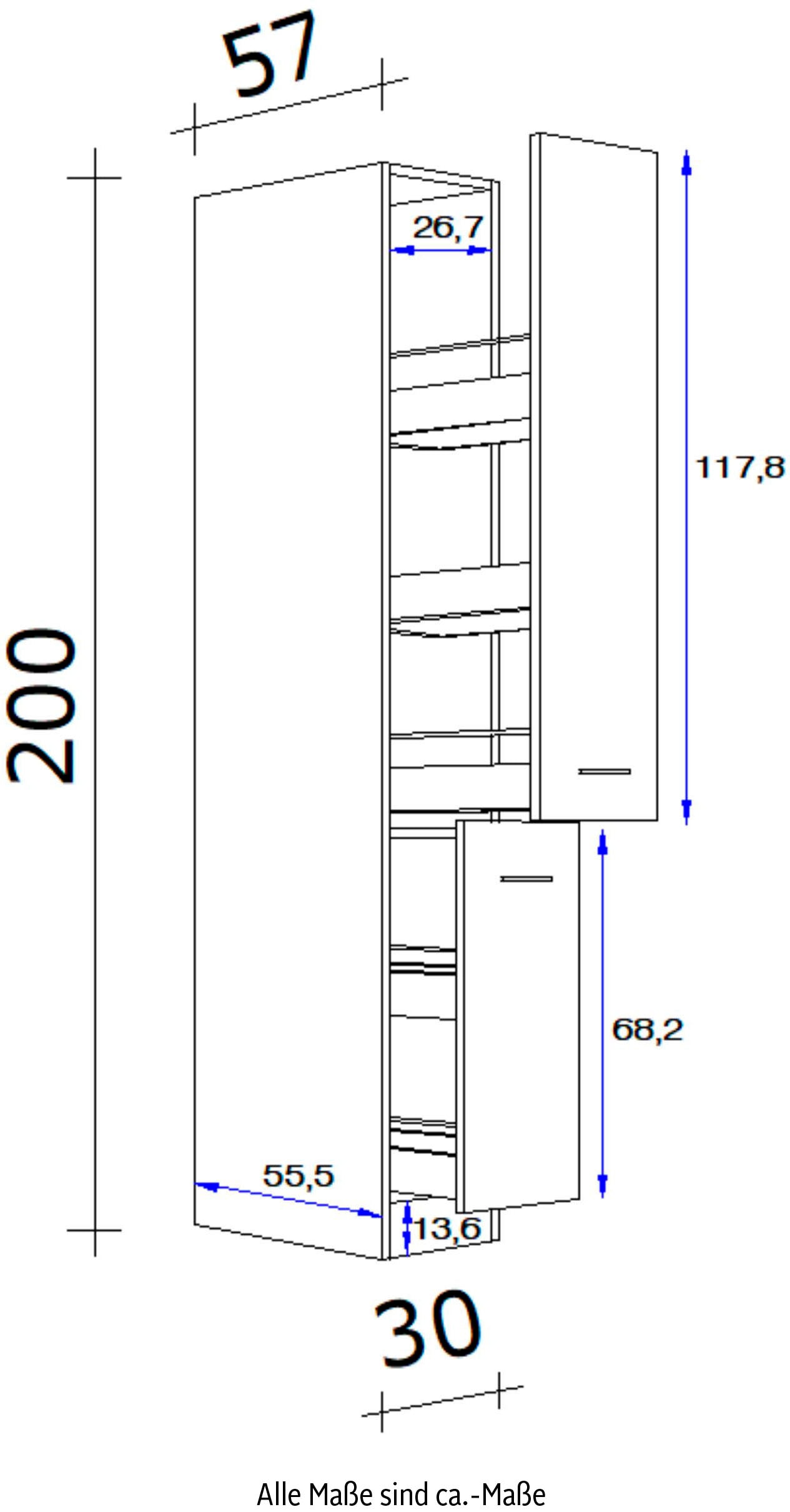 Flex-Well Apothekerschrank »Samoa«, (B x H x T) 30 x 200 x 57 cm, mit 5 Ablagen