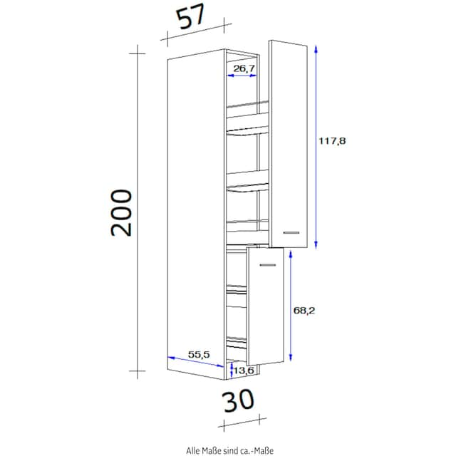 Flex-Well Apothekerschrank »Kopenhagen«, (B x H x T) 30 x 200 x 57 cm, mit  5 Ablagen bestellen | BAUR