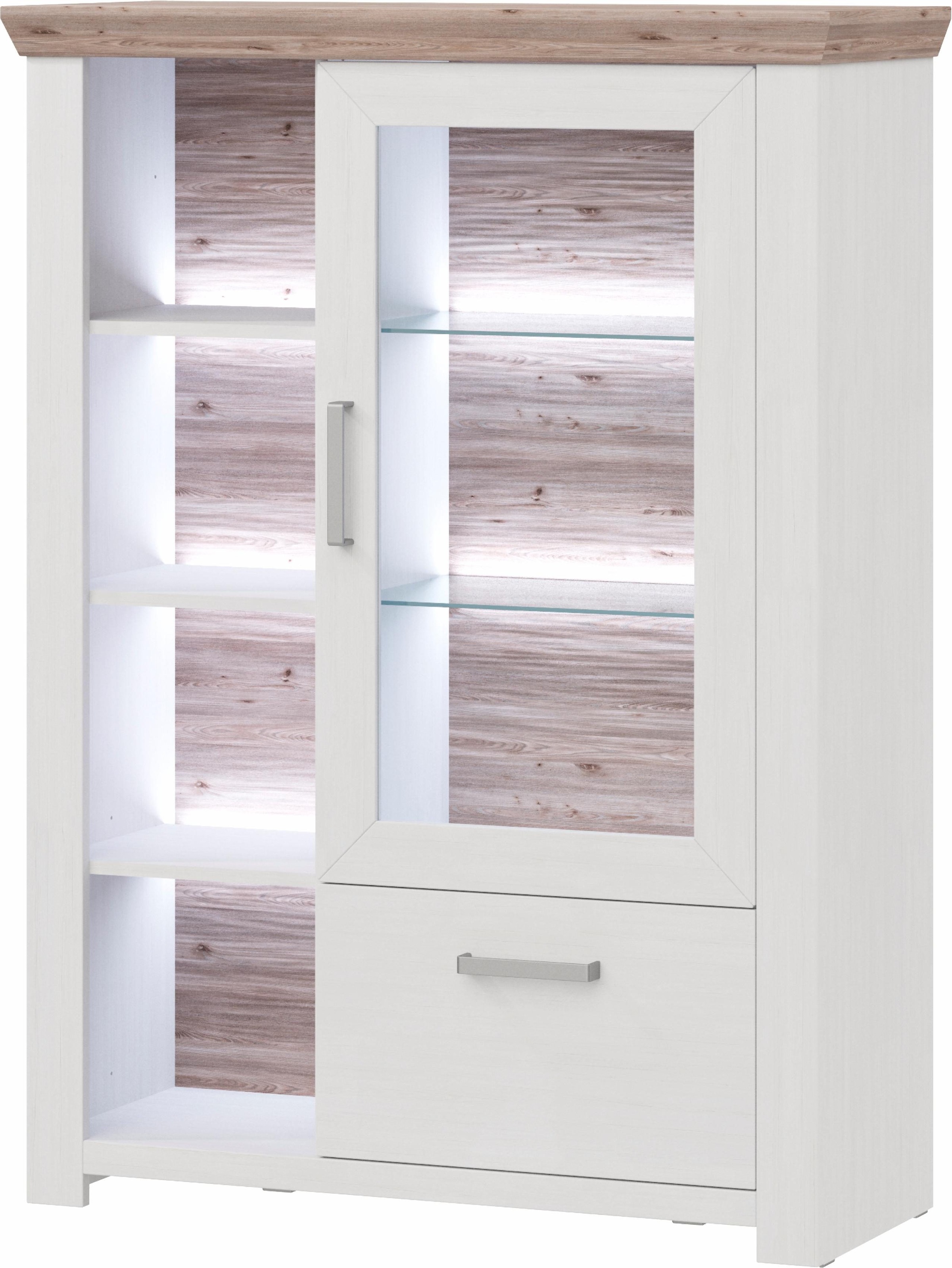 set one by Musterring Highboard »York« Typ 13 und 14, mit Glastür und Schubkasten, 3 Farbvarianten, B 105 cm