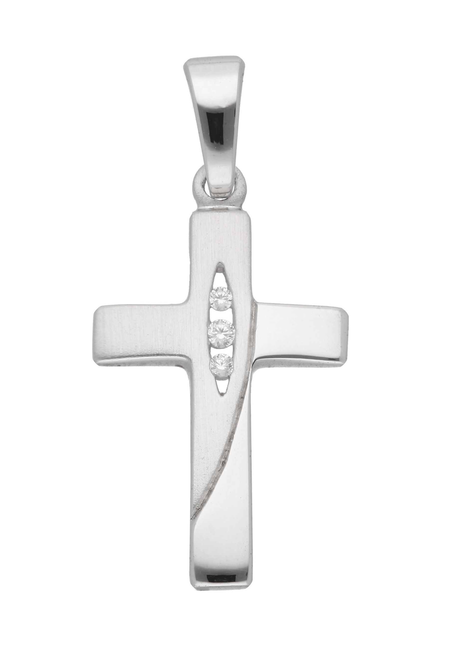 ADELIA ́S Damen Kreuzanhänger "Damen & Herren 925 Silber Kreuz Anhänger mit Zirkonia", Silber 925 (Sterlingsilber), silber, Silber 925