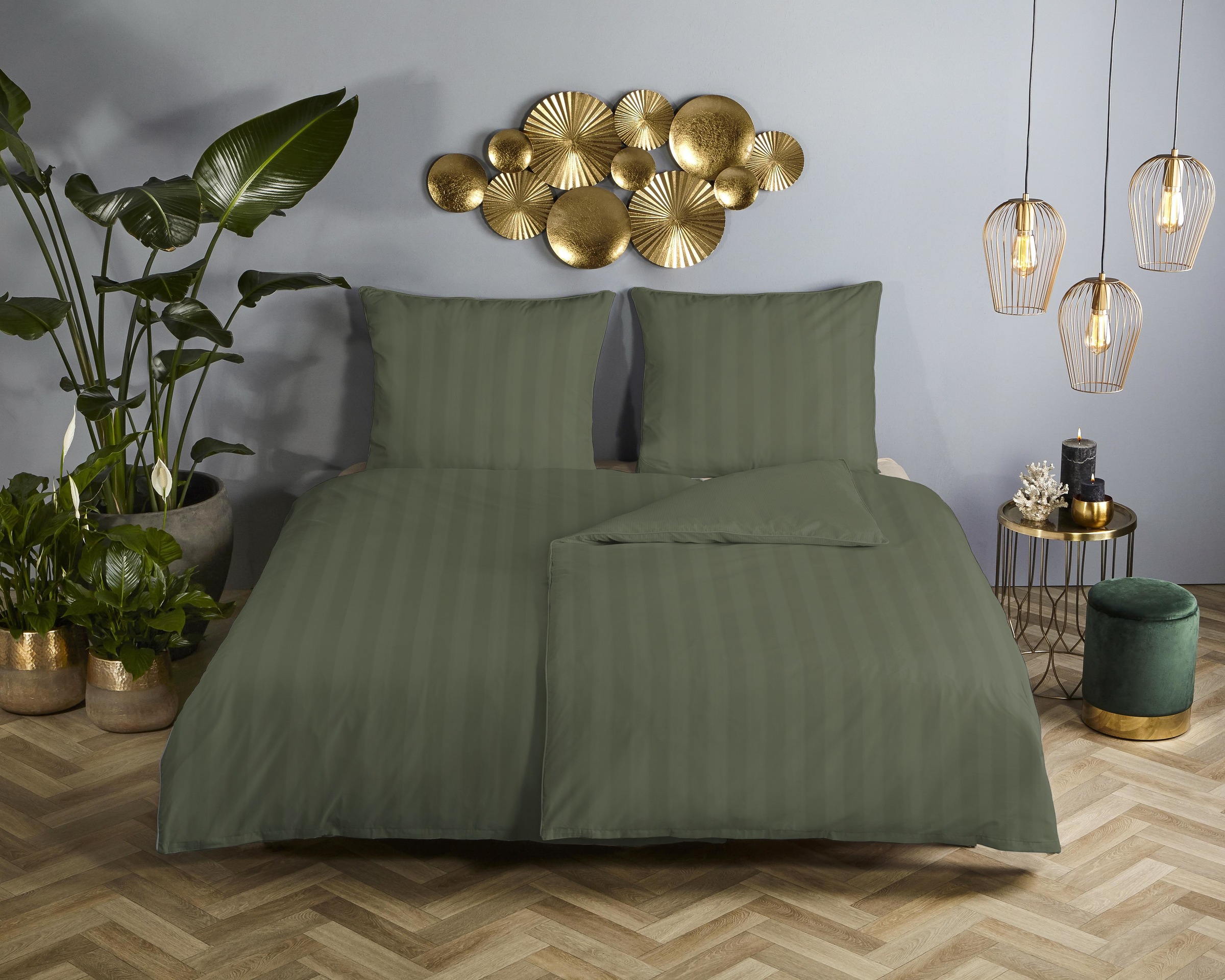 Descanso Wendebettwäsche "Hotel Sevilla" 2 Satin, Reißverschluss, Wende, Luxe, Streifen, uni