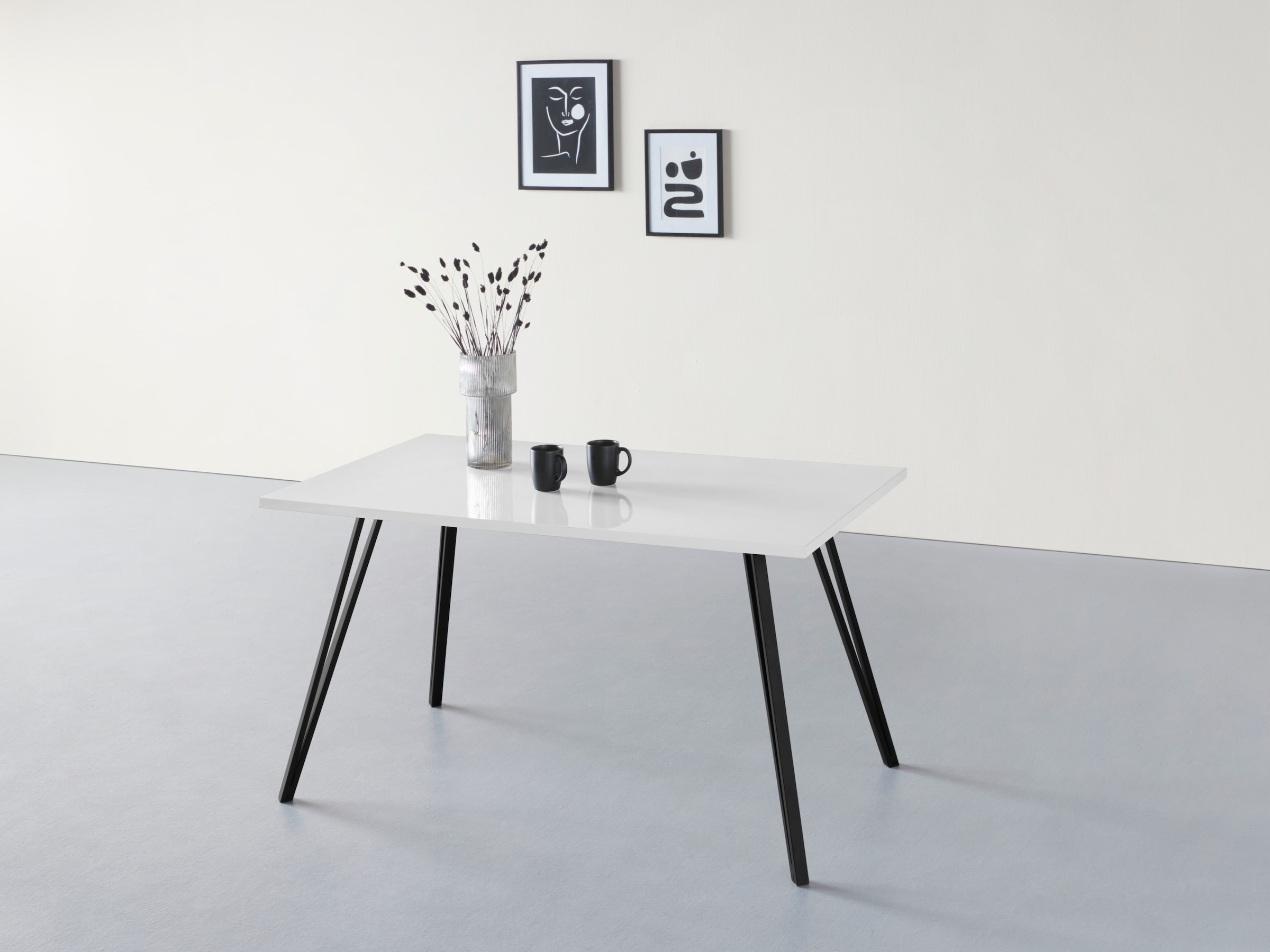 HELA Esstisch "JENN" 1 Stk. tlg. Hochglanz Weiß lackiert; Tischplatte fest; günstig online kaufen