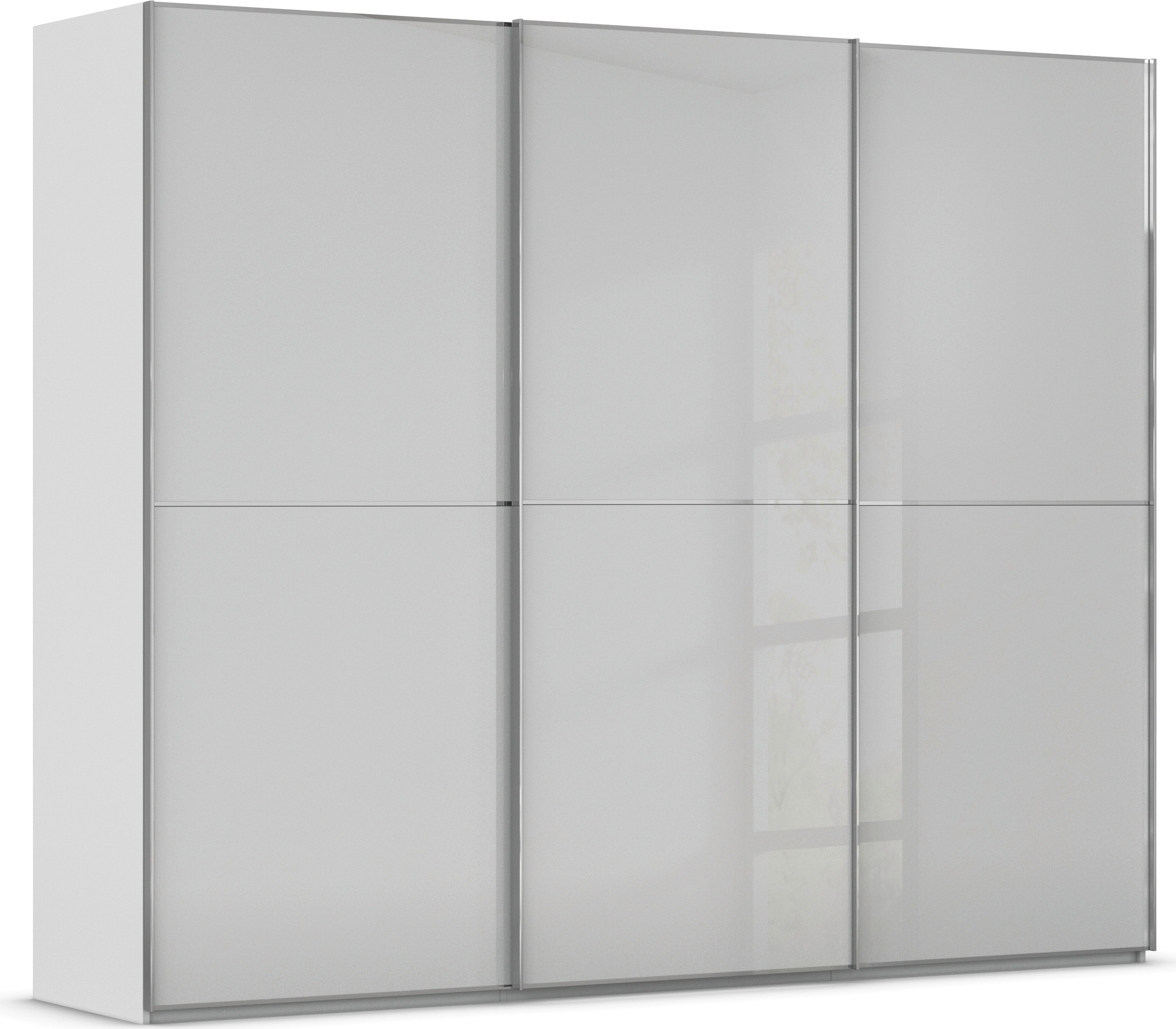rauch Schwebetürenschrank "Kleiderschrank Schrank Garderobe Schlafzimmerschrank SCALE-DUO" edle zweigeteilte Türen Glas-Front mit 3 Zierleisten MADE IN GERMANY