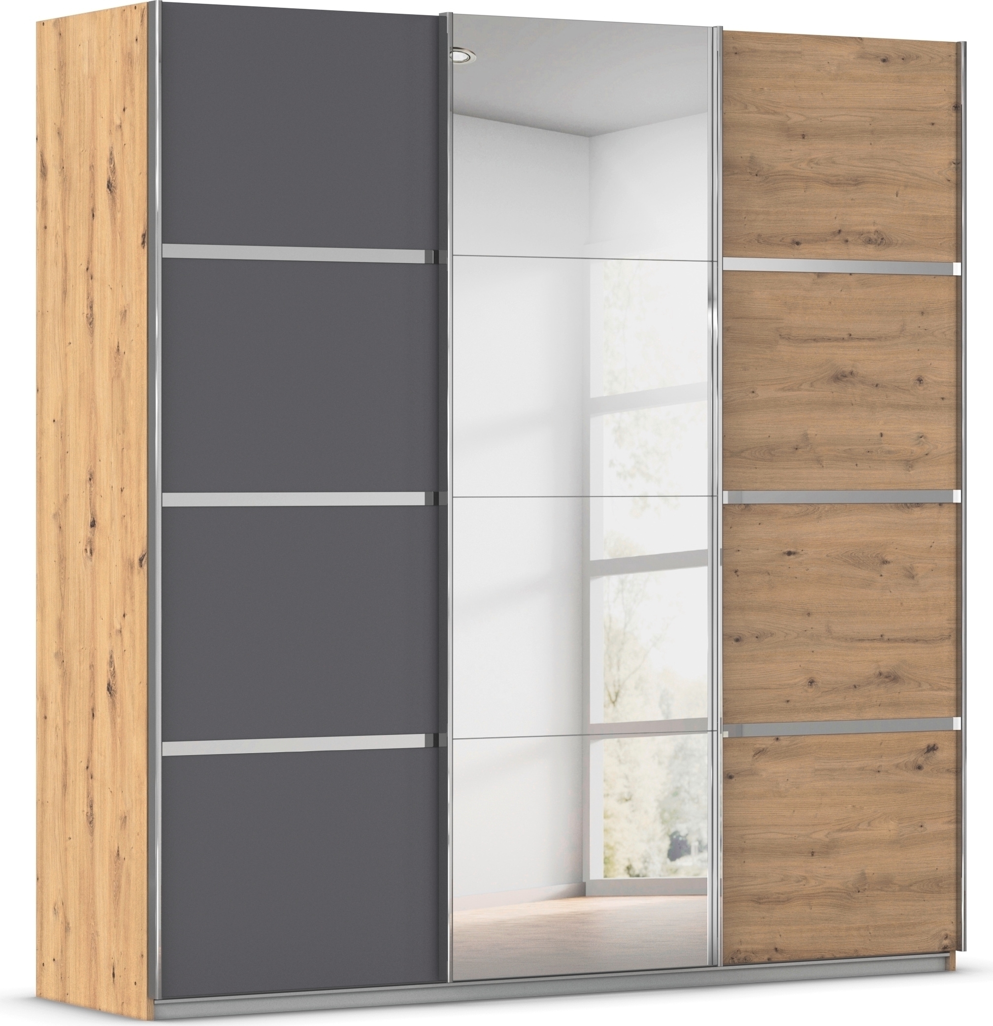 OTTO home Kleiderschrank "Mehrzweckschrank Aktenschrank Möbel Mietswohnung Schlafzimmer AVOLA" 3 verschiedene Ausstattungen BASIC/CLASSIC/PREMIUM (inkl. SOFT-CLOSE), mit eleganten Zierleisten in Chrom, Schwarz oder Weiß MADE IN GERMANY