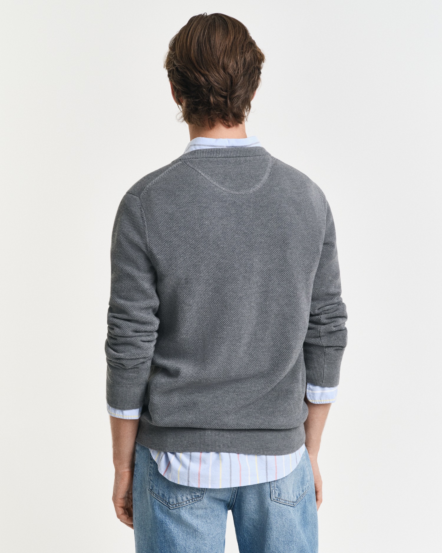 Gant Rundhalspullover »COTTON PIQUE C-NECK«, mit Logostickerei auf der Brust