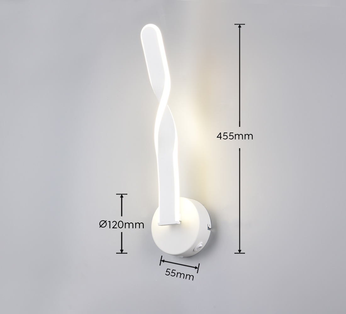 REALITY Leuchten LED Wandleuchte »GINKO, LED Wandlampe mit Schalter, 11W 1250 Lumen 4000K kaltweiß«, 1 flammig, Leuchtmittel LED-Board | LED fest integriert, On/Off Kippschalter, elegant geschwungene LED Elemente Höhe 45,5cm