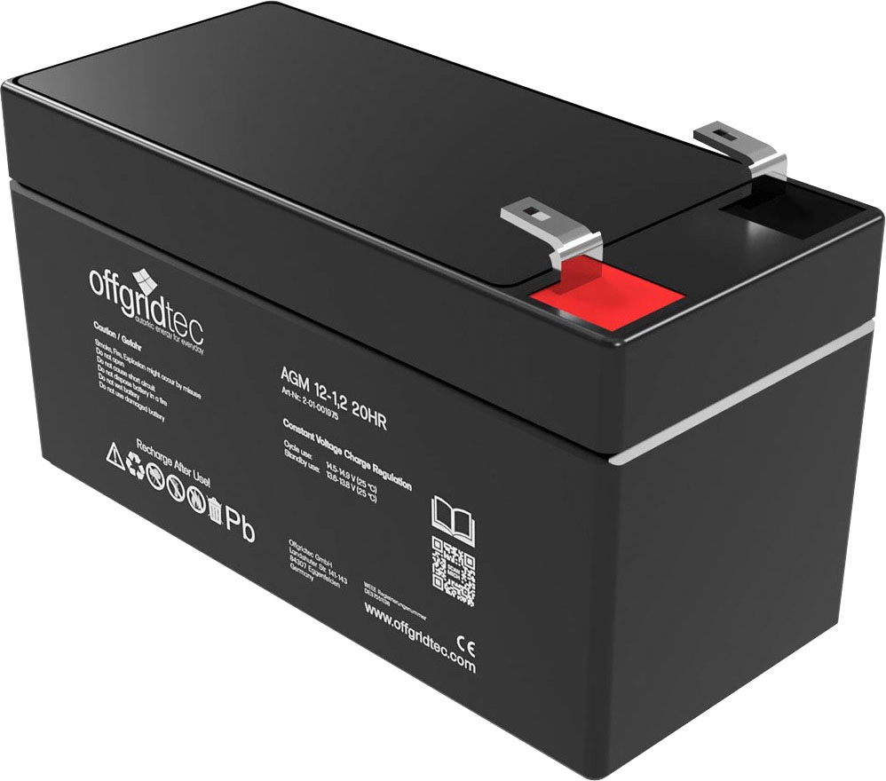 offgridtec Akku "AGM-Batterie 12V/1,2Ah 20HR", 12 V, Solar Batterie Akku Extrem zyklenfest